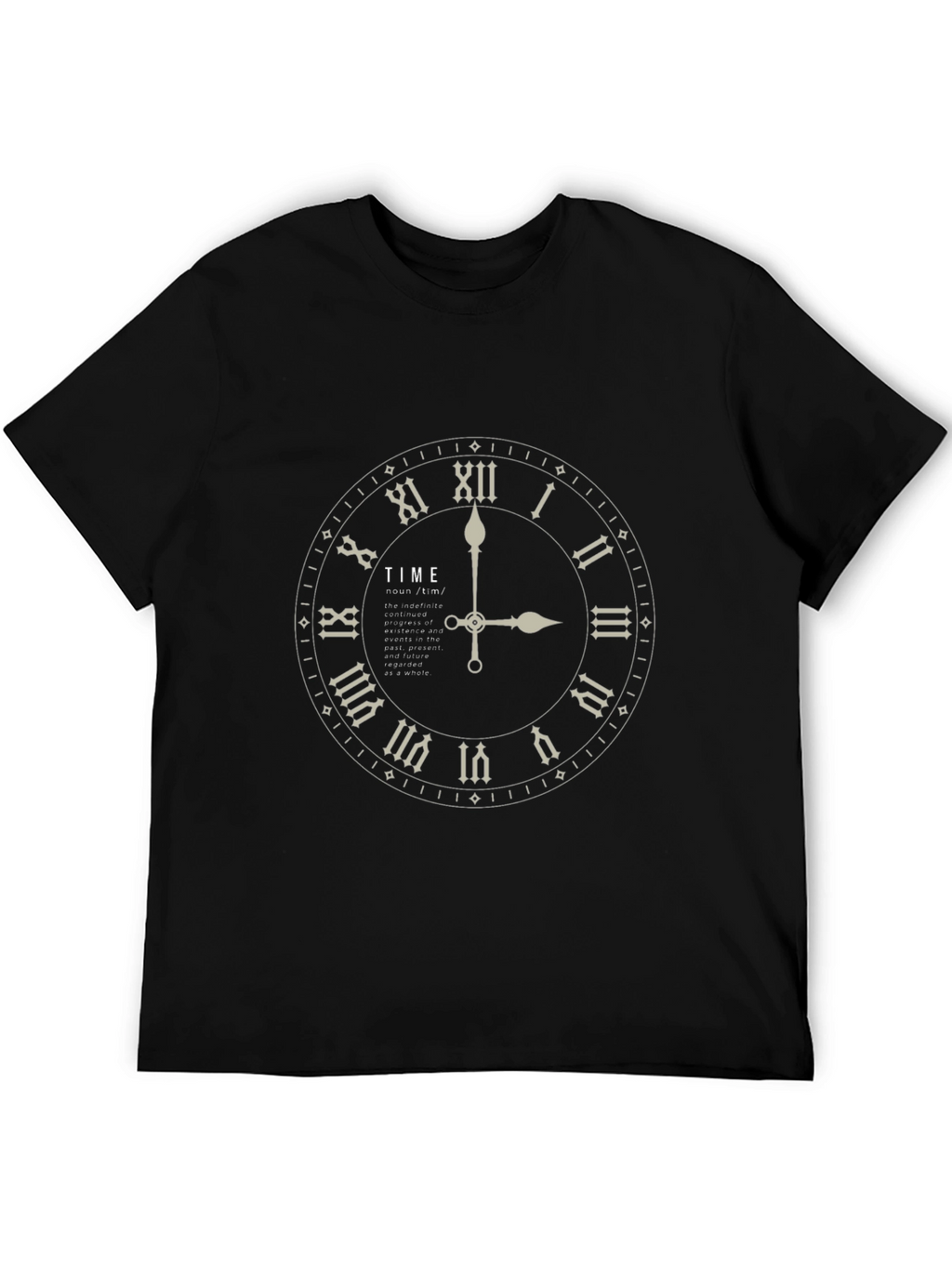 Time Clock Graphic Print Black T-Shirt