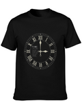 Time Clock Graphic Print Black T-Shirt