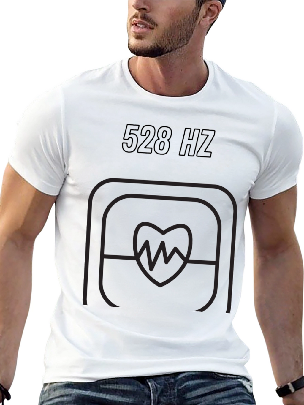 528 Hz Heartbeat Graphic Tee - Black