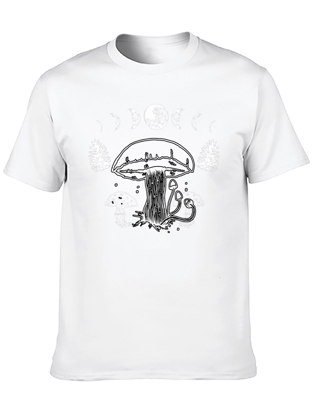 Mushroom Moon Phase Graphic T-Shirt - Black