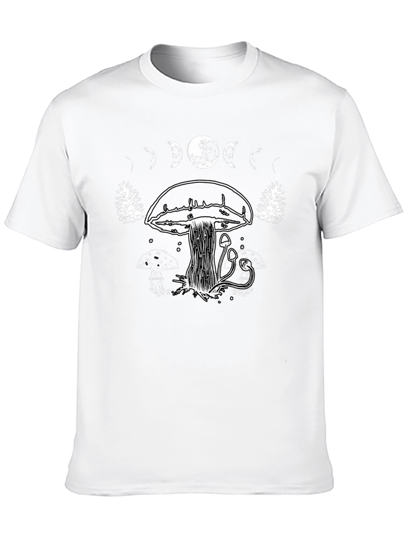 Mushroom Moon Phase Graphic T-Shirt - Black