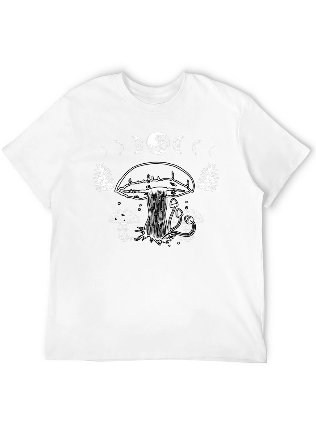 Mushroom Moon Phase Graphic T-Shirt - Black