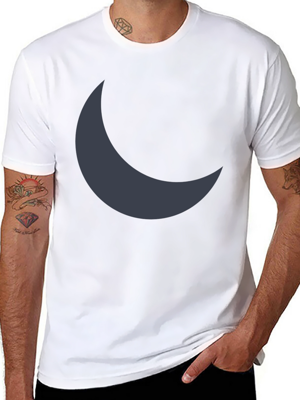 Crescent Moon Graphic Tee - Soft Black Cotton Blend