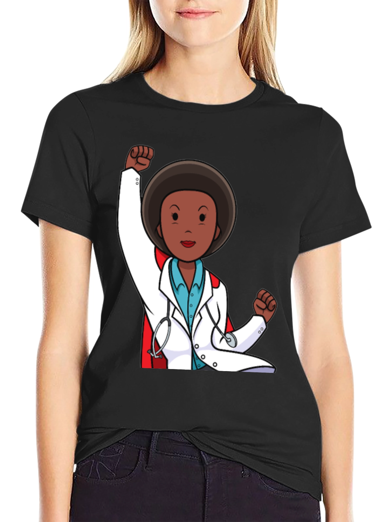 Empowered Doctor Graphic Tee - Black Cotton