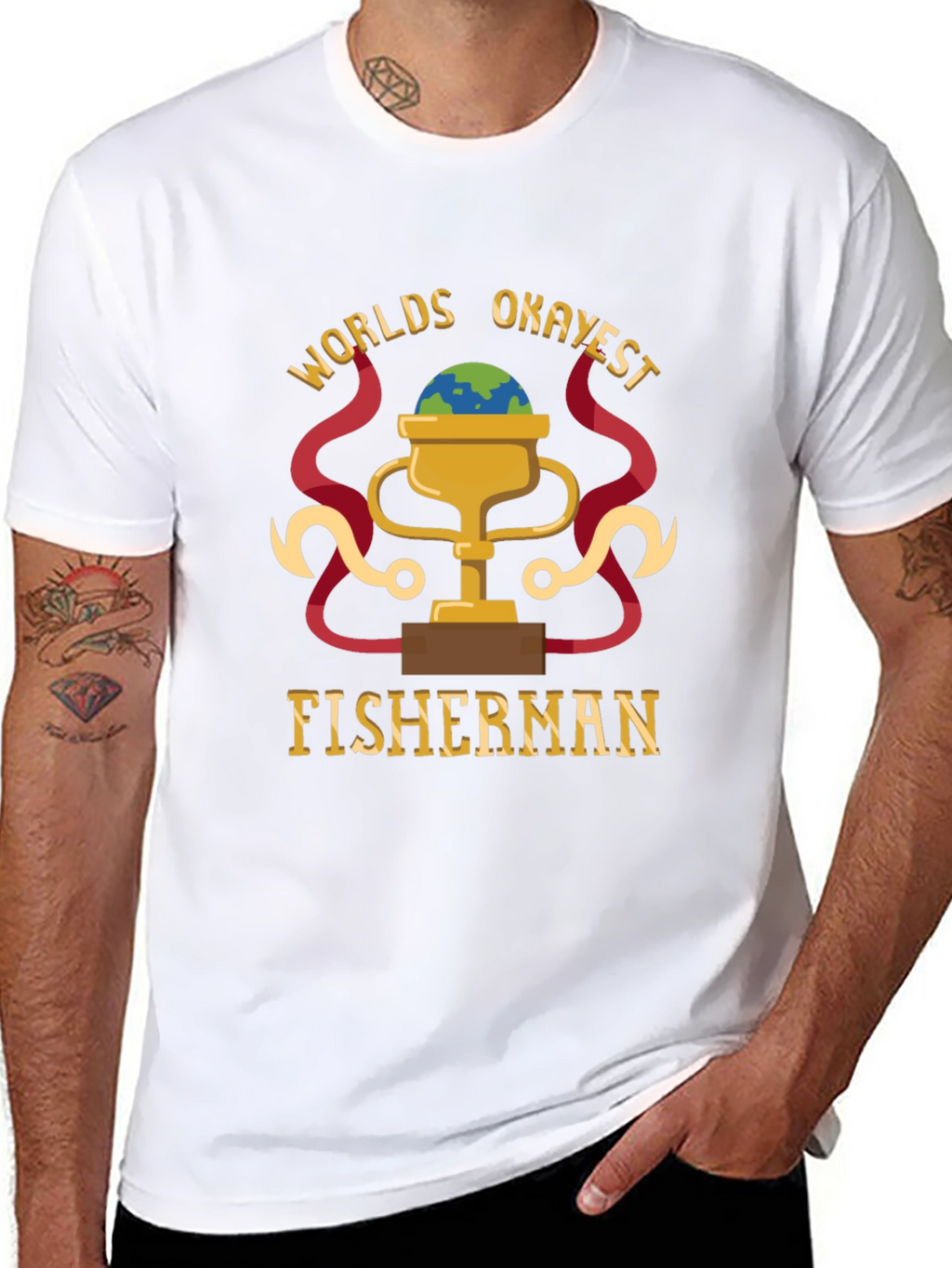 Worlds Okayest Fisherman Graphic T-Shirt