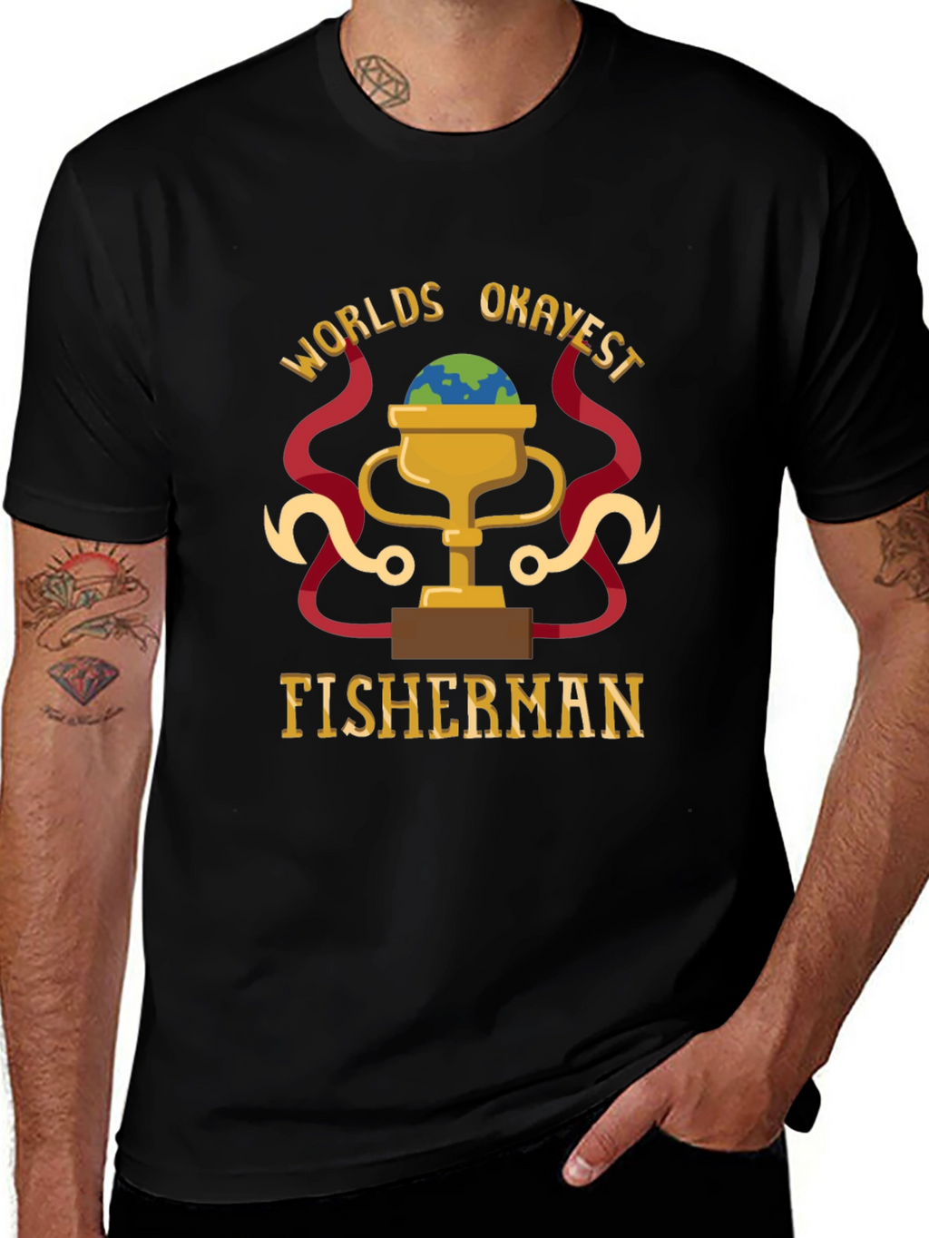Worlds Okayest Fisherman Graphic T-Shirt