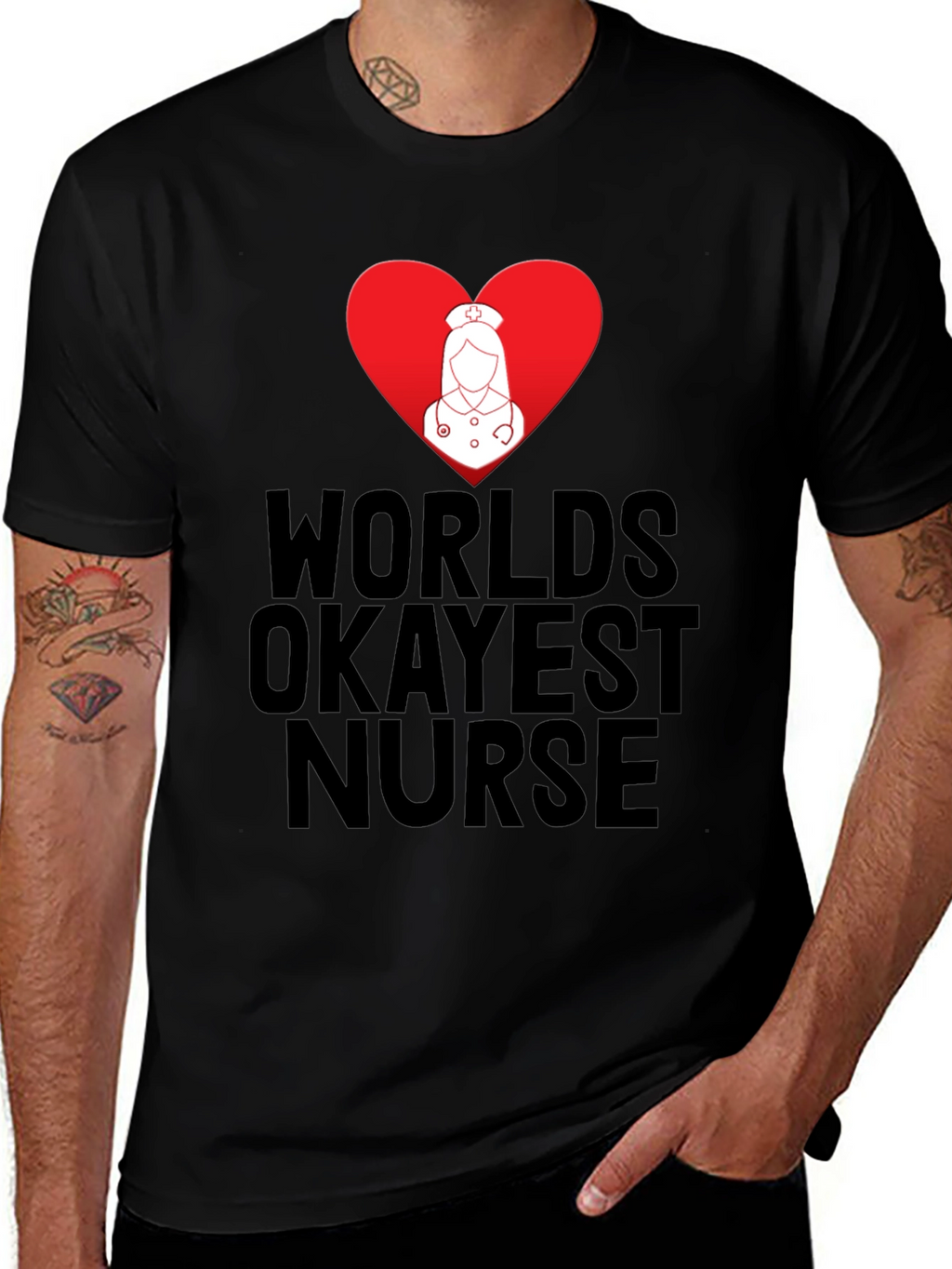 Worlds Okayest Nurse T-Shirt - Funny Nurse Tee