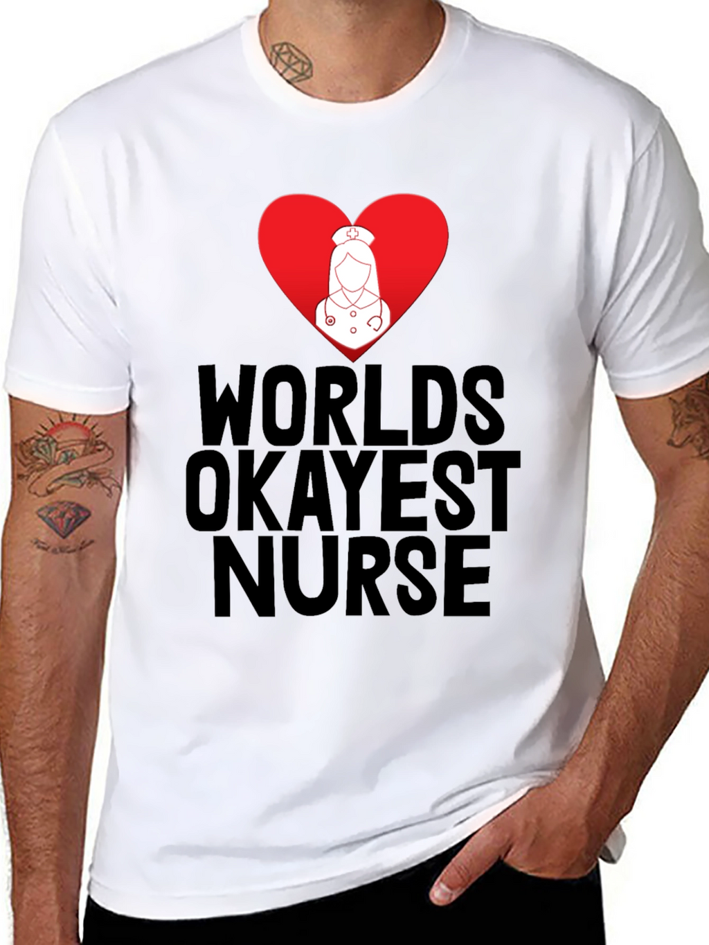 Worlds Okayest Nurse T-Shirt - Funny Nurse Tee