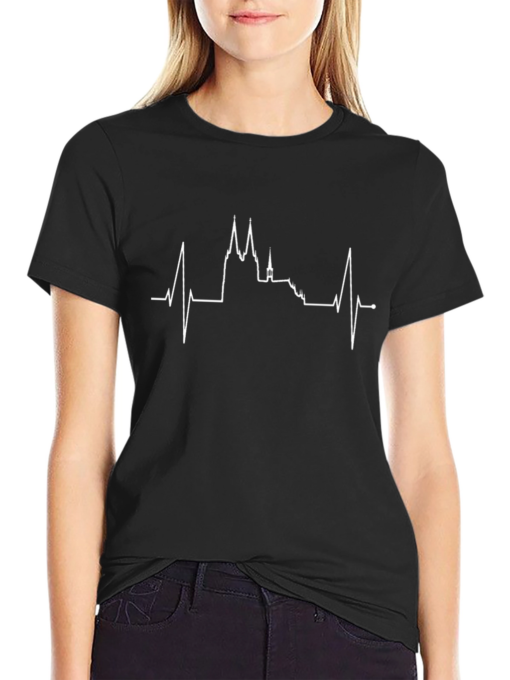Heartbeat Prague Skyline Graphic Tee - Black