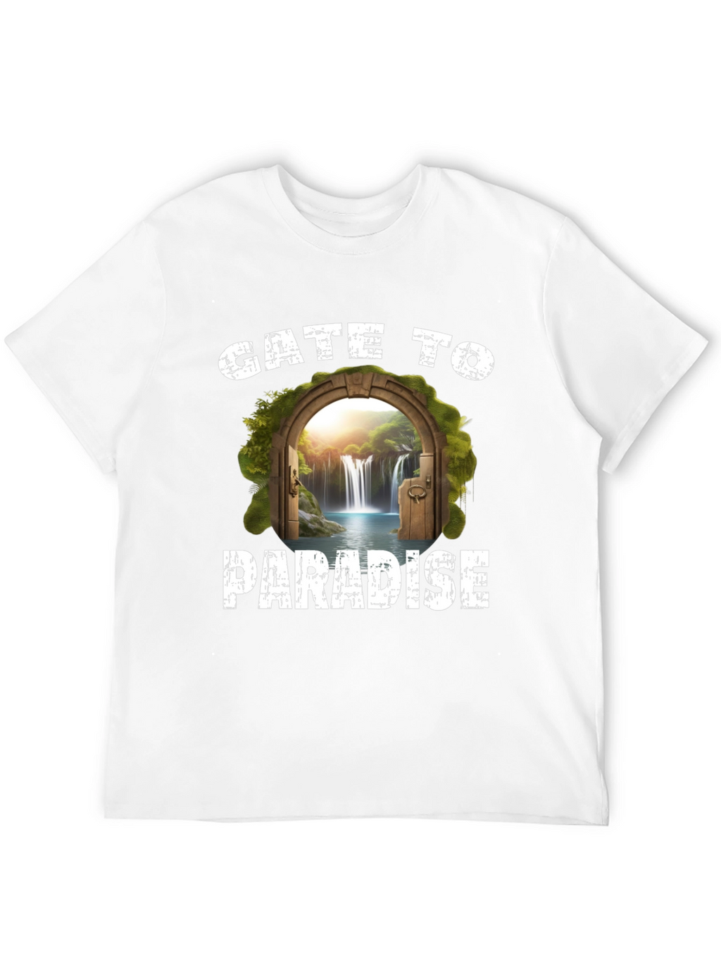 Gate to Paradise Graphic Tee - Black Casual T-Shirt