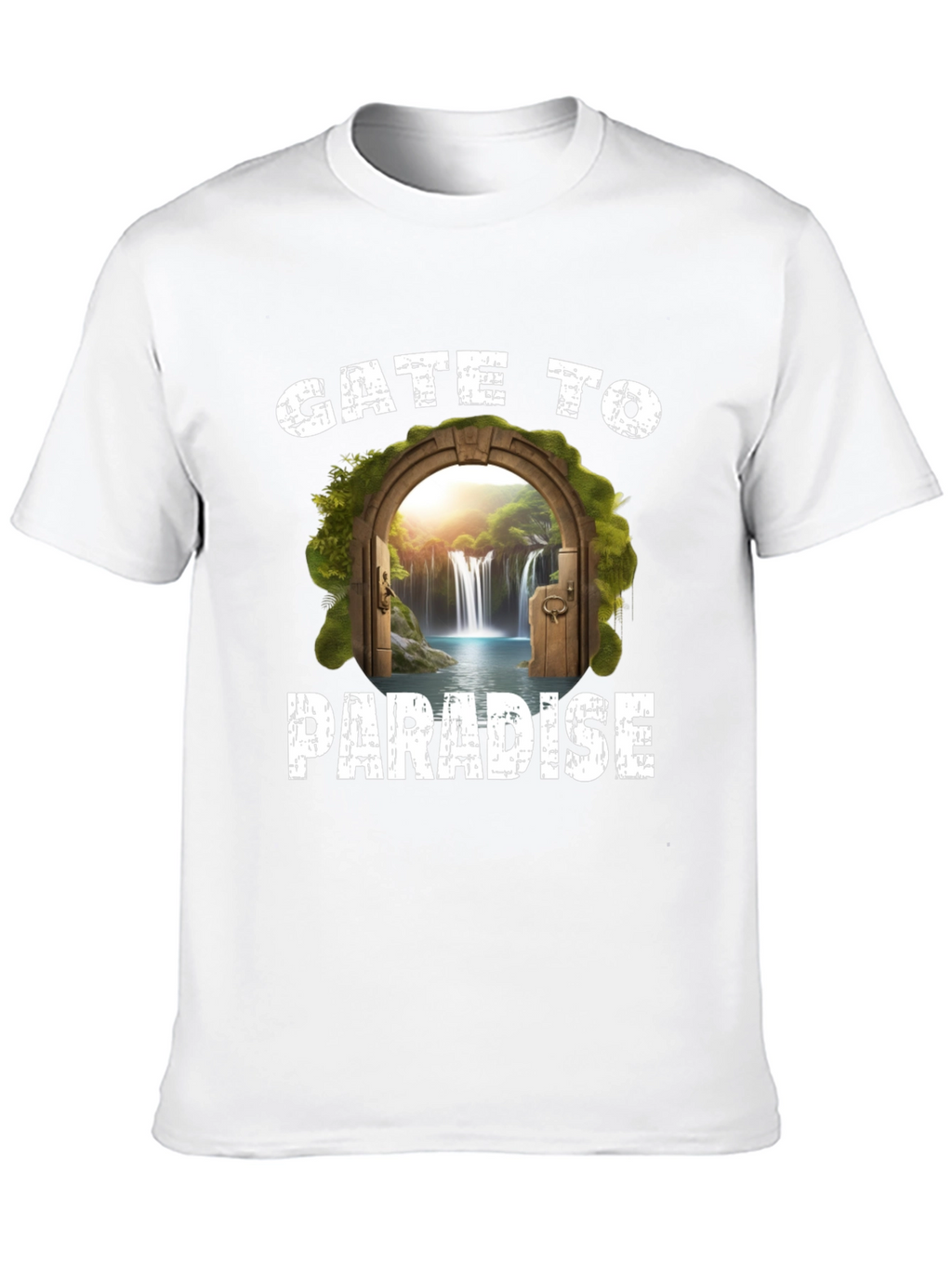 Gate to Paradise Graphic Tee - Black Casual T-Shirt
