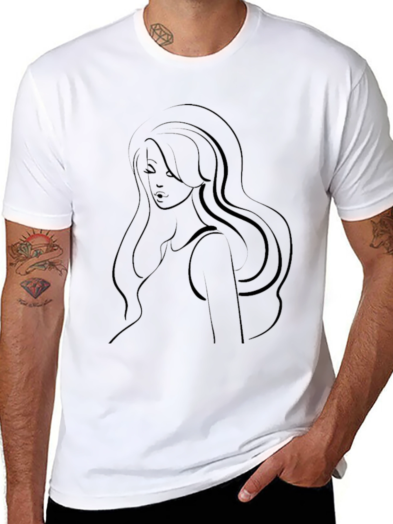 Elegant Woman Silhouette Black Graphic Tee
