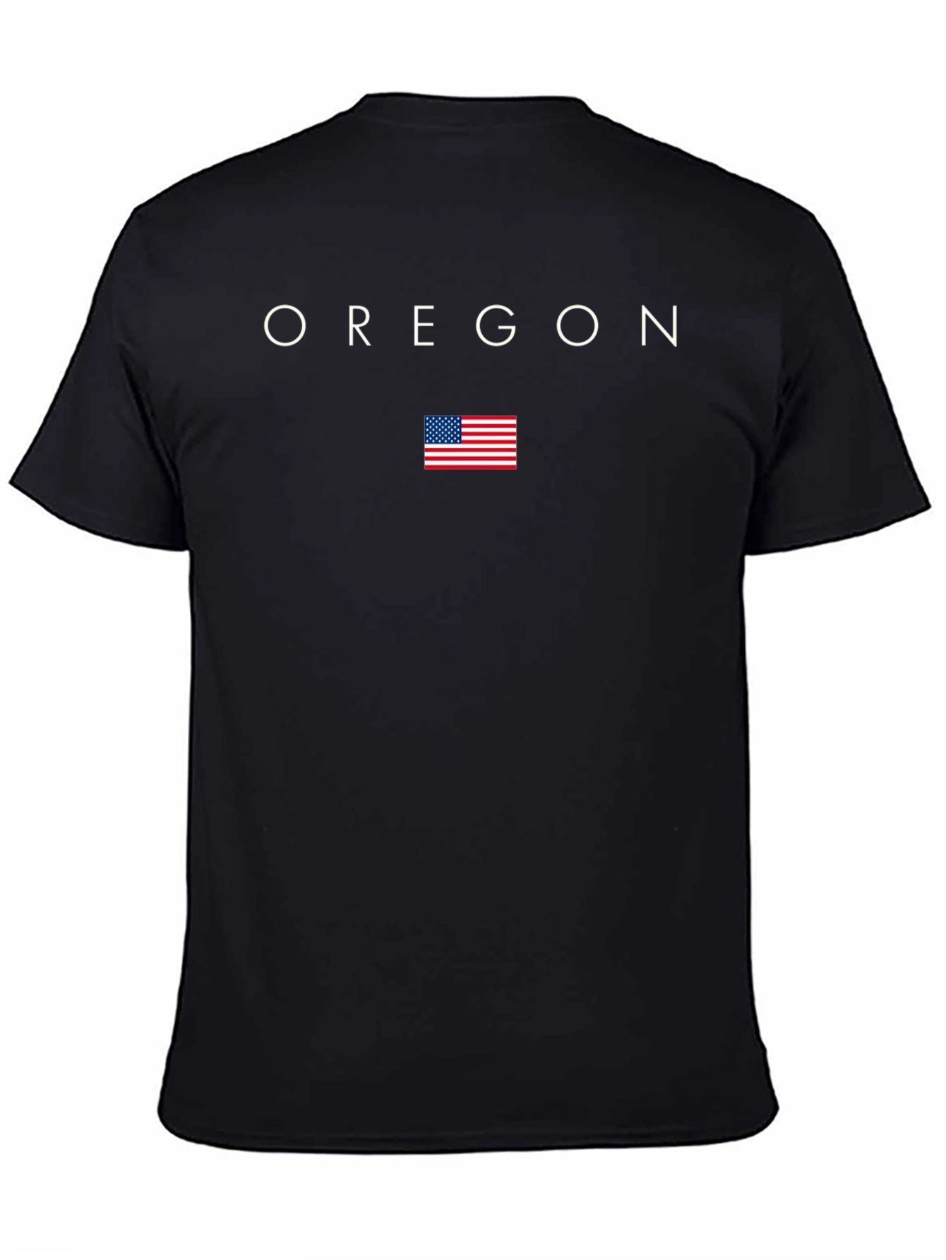 Oregon Pride Tee - Black Cotton T-Shirt with US Flag