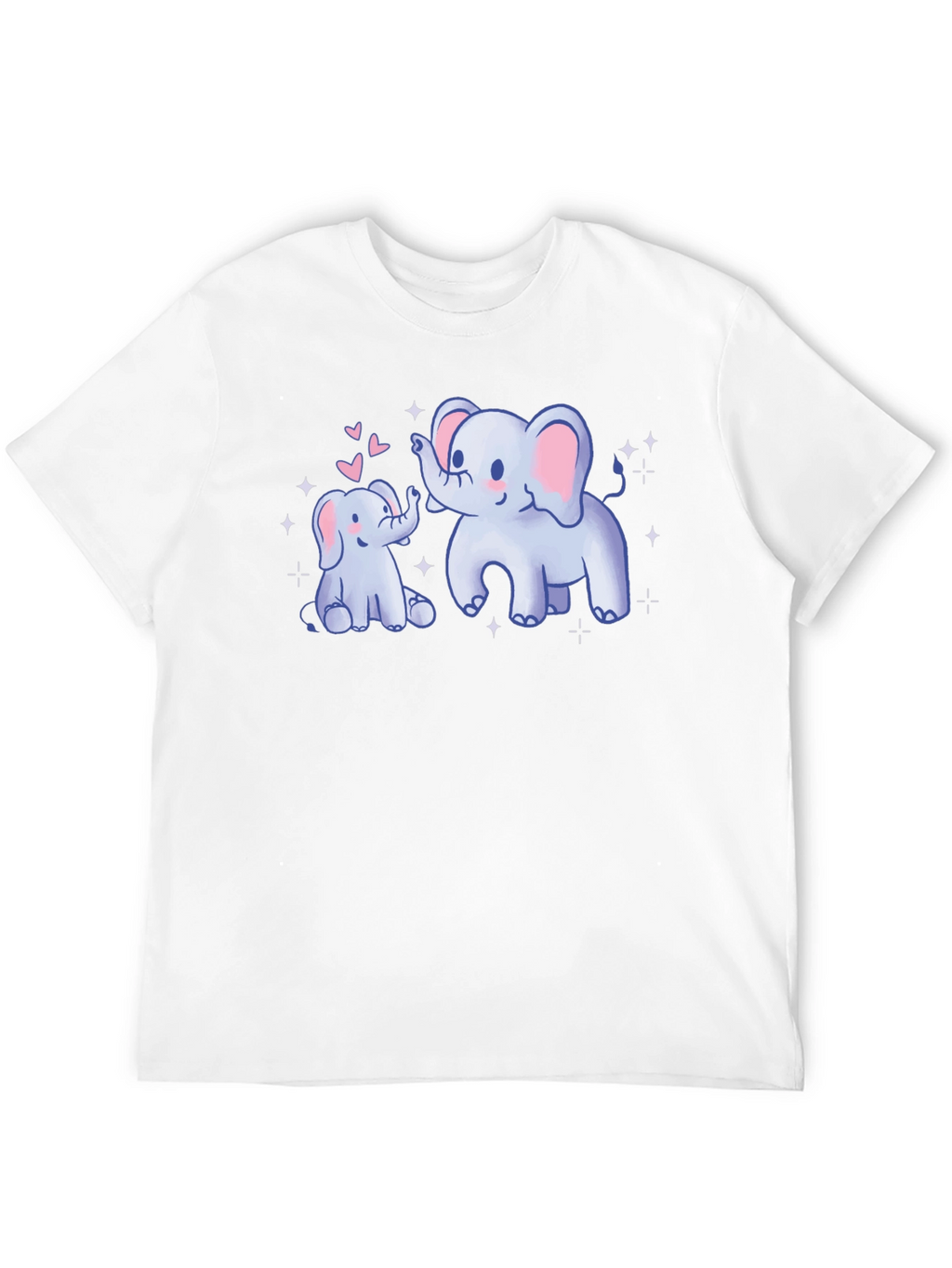 Cute Elephant Mom & Baby Black T-Shirt