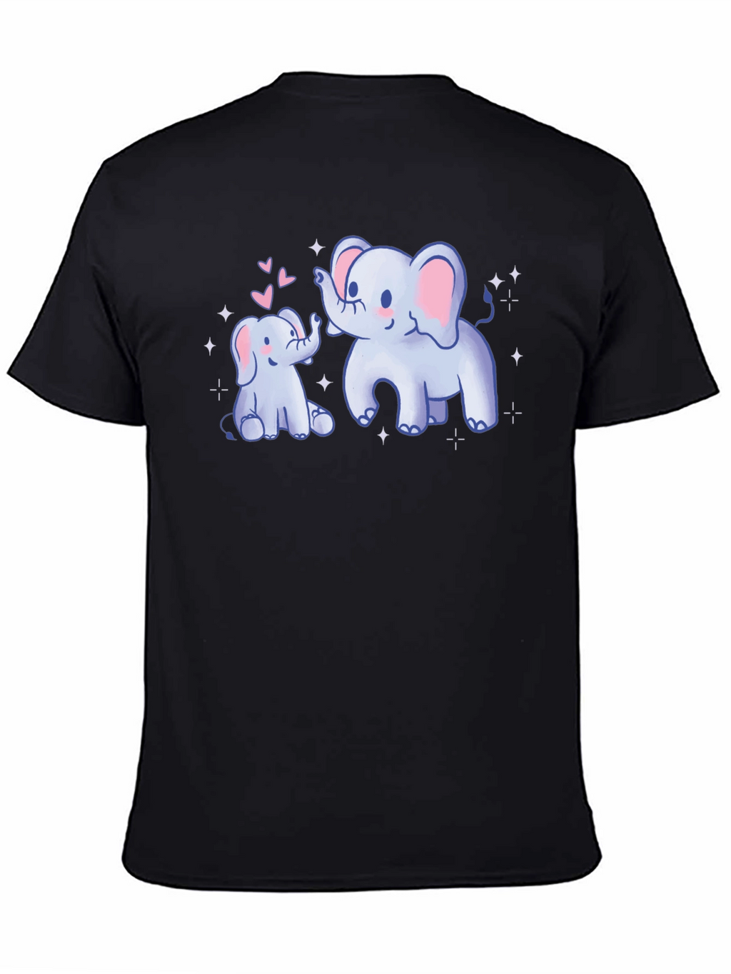 Cute Elephant Mom & Baby Black T-Shirt