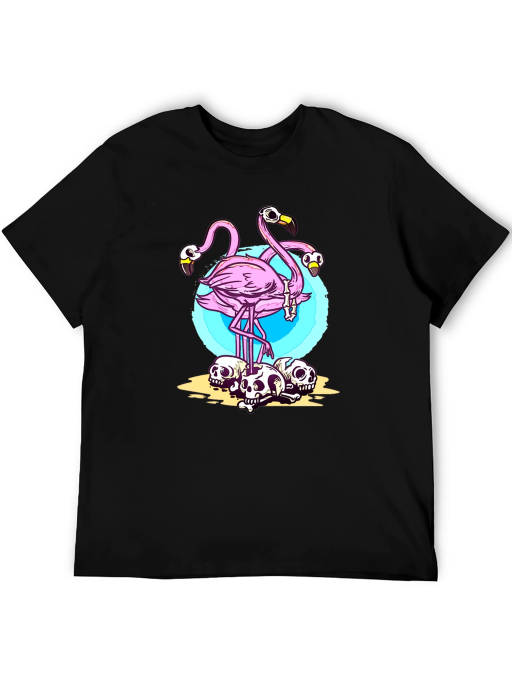 Flamingo Skull Graphic Tee - Unique Design