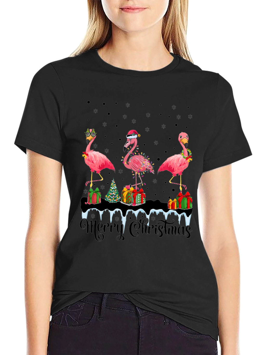 Festive Flamingo Christmas T-Shirt