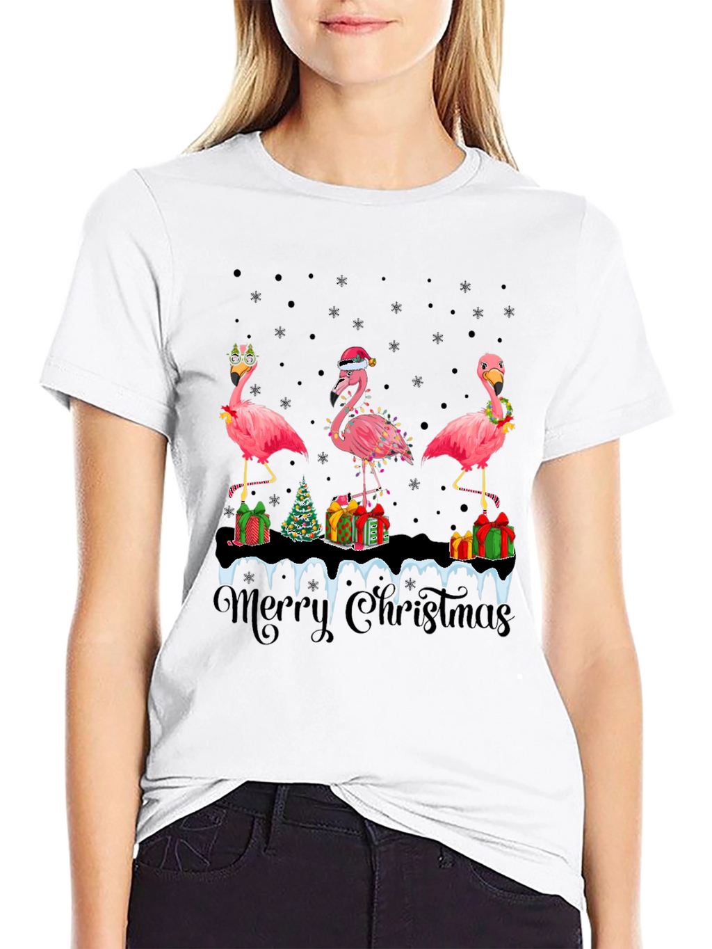 Festive Flamingo Christmas T-Shirt