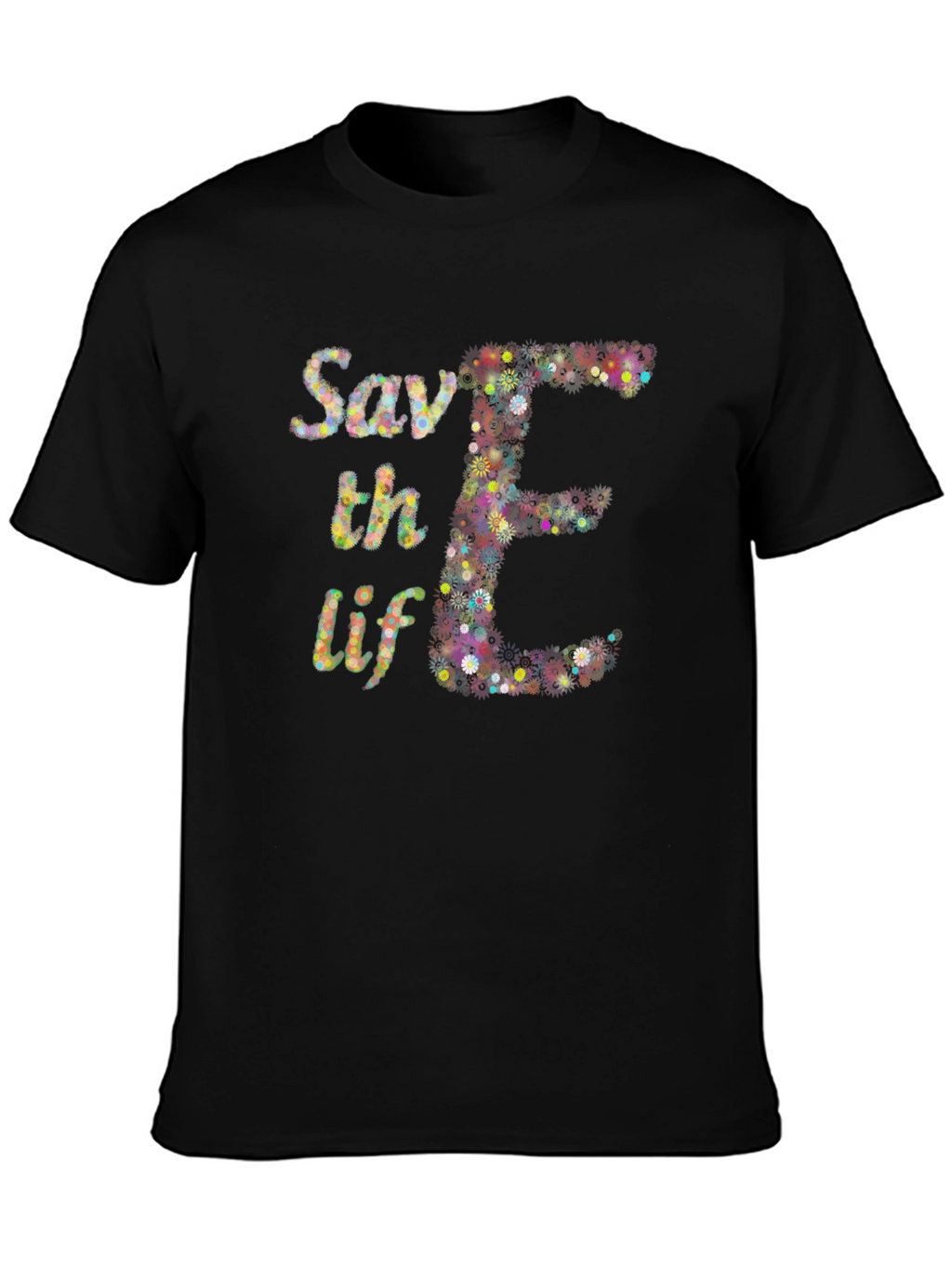 Save the Elephants T-Shirt Floral E Design