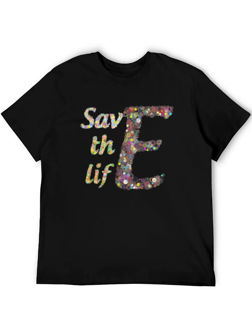 Save the Elephants T-Shirt Floral E Design