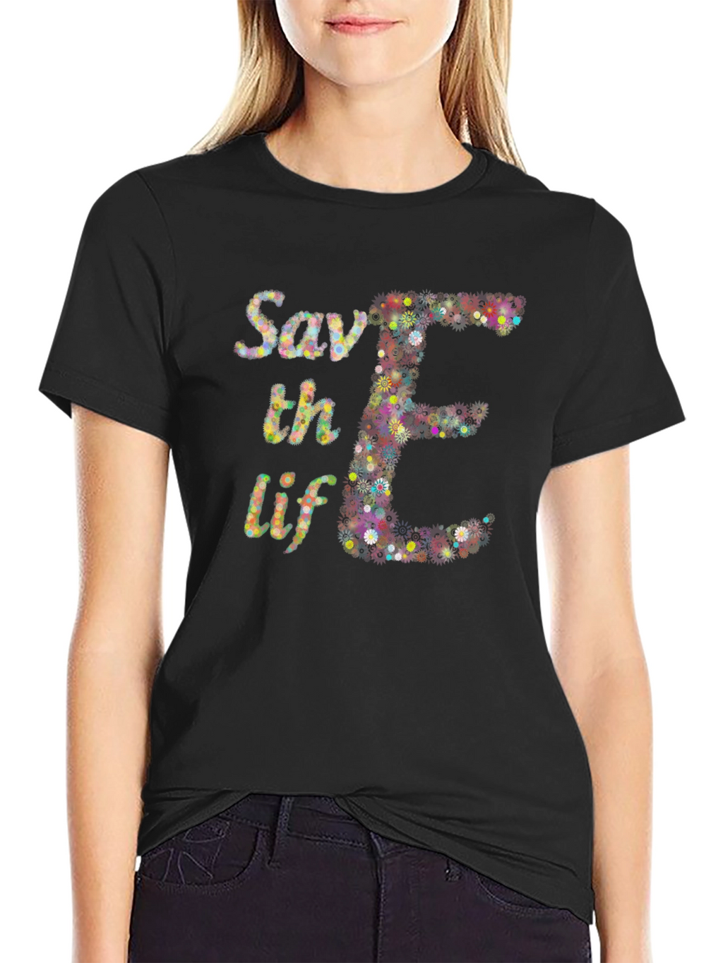 Save the Elephants T-Shirt Floral E Design