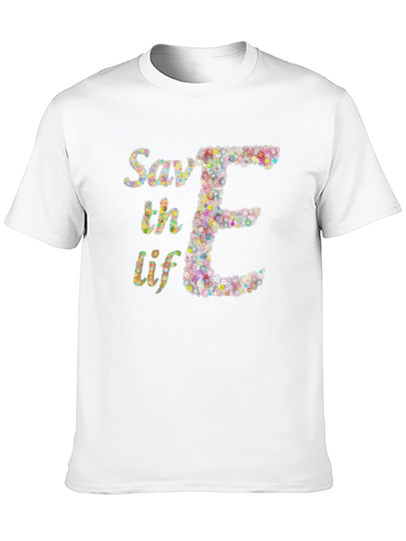Save the Elephants T-Shirt Floral E Design