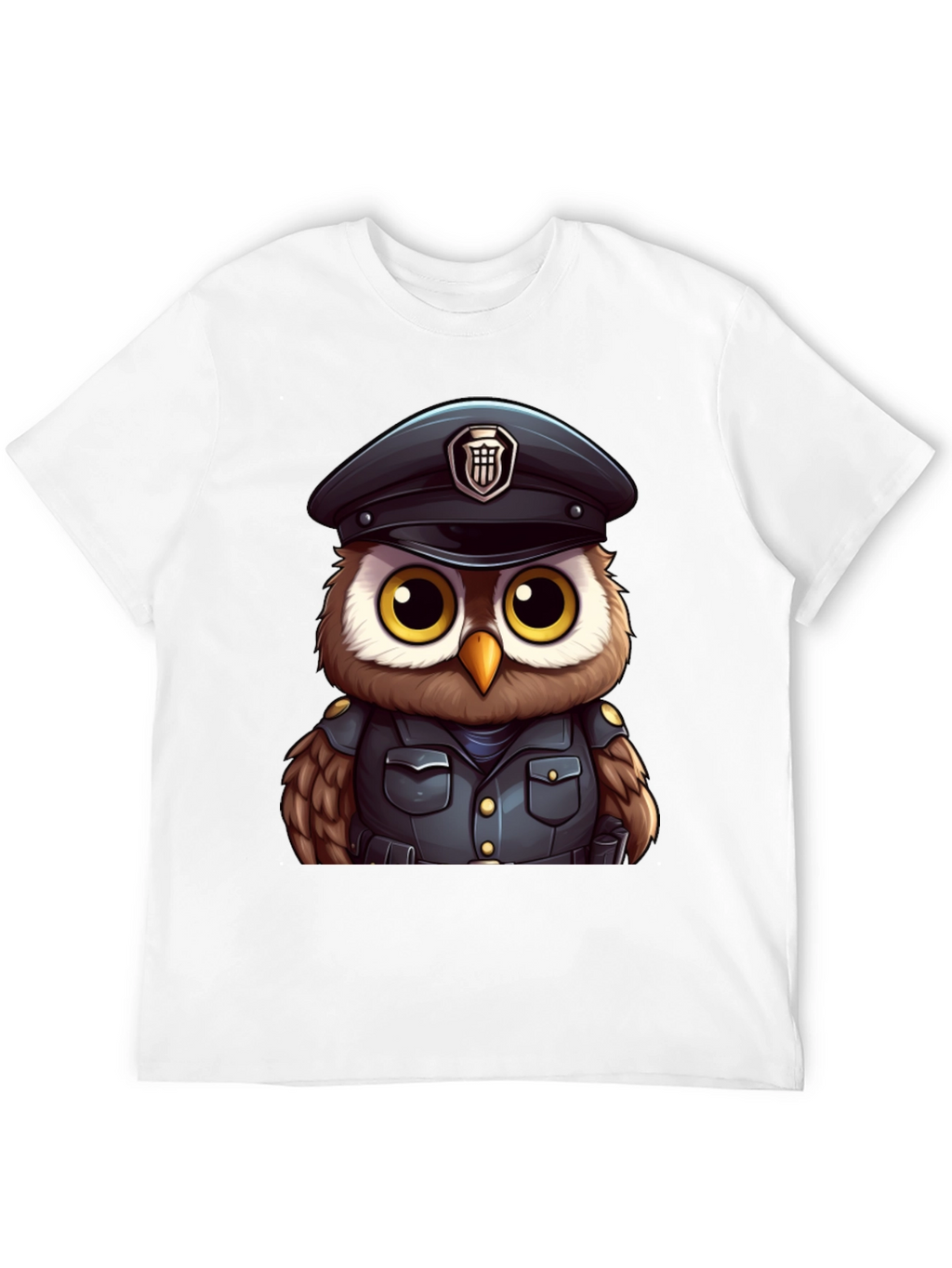 Police Owl T-Shirt - Unique Cartoon Design