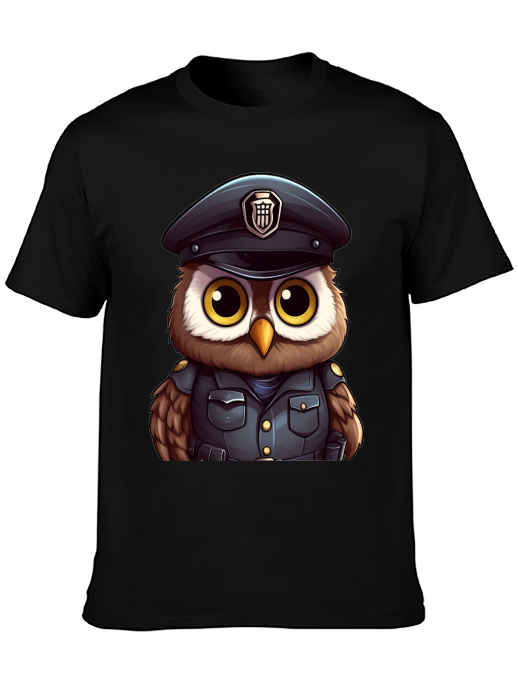 Police Owl T-Shirt - Unique Cartoon Design