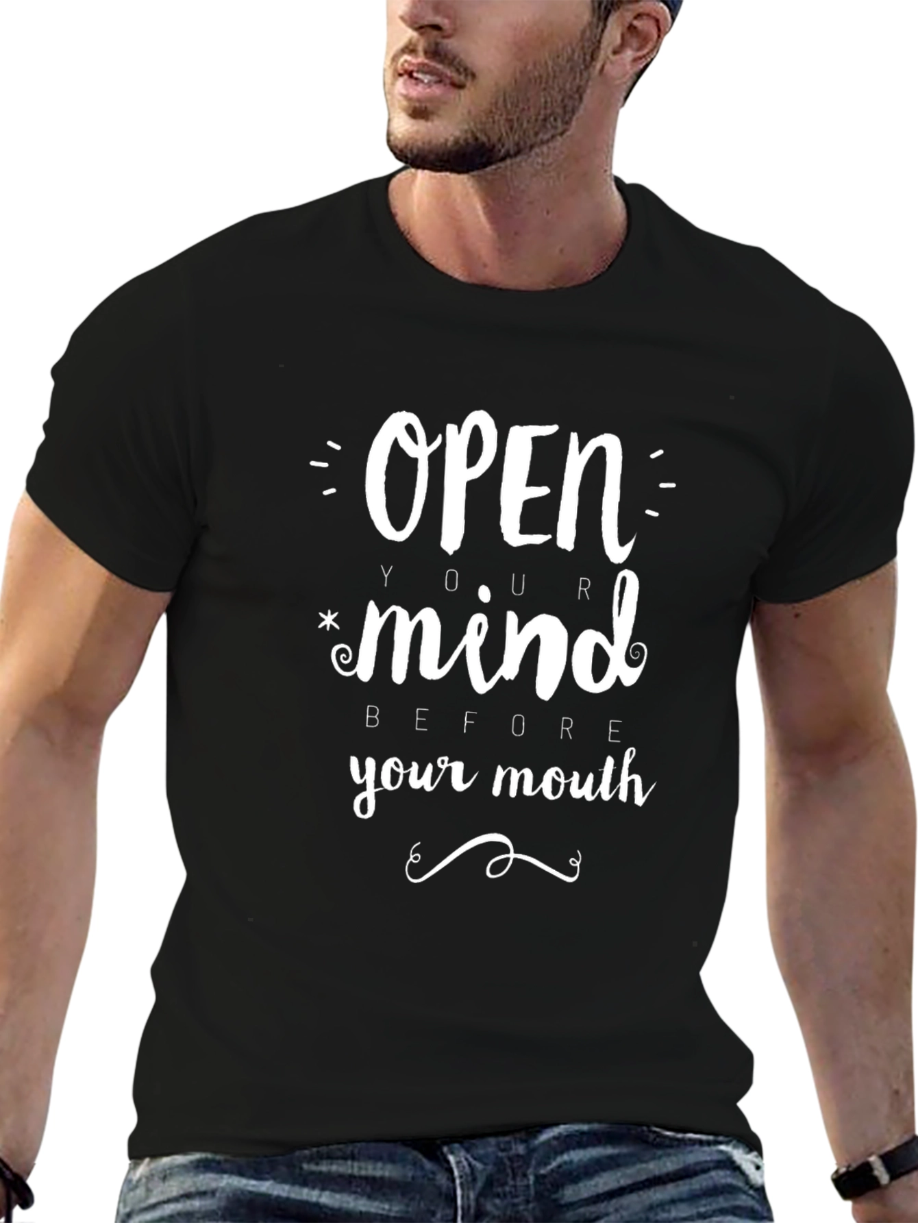 Open Your Mind Graphic Tee - Black Cotton