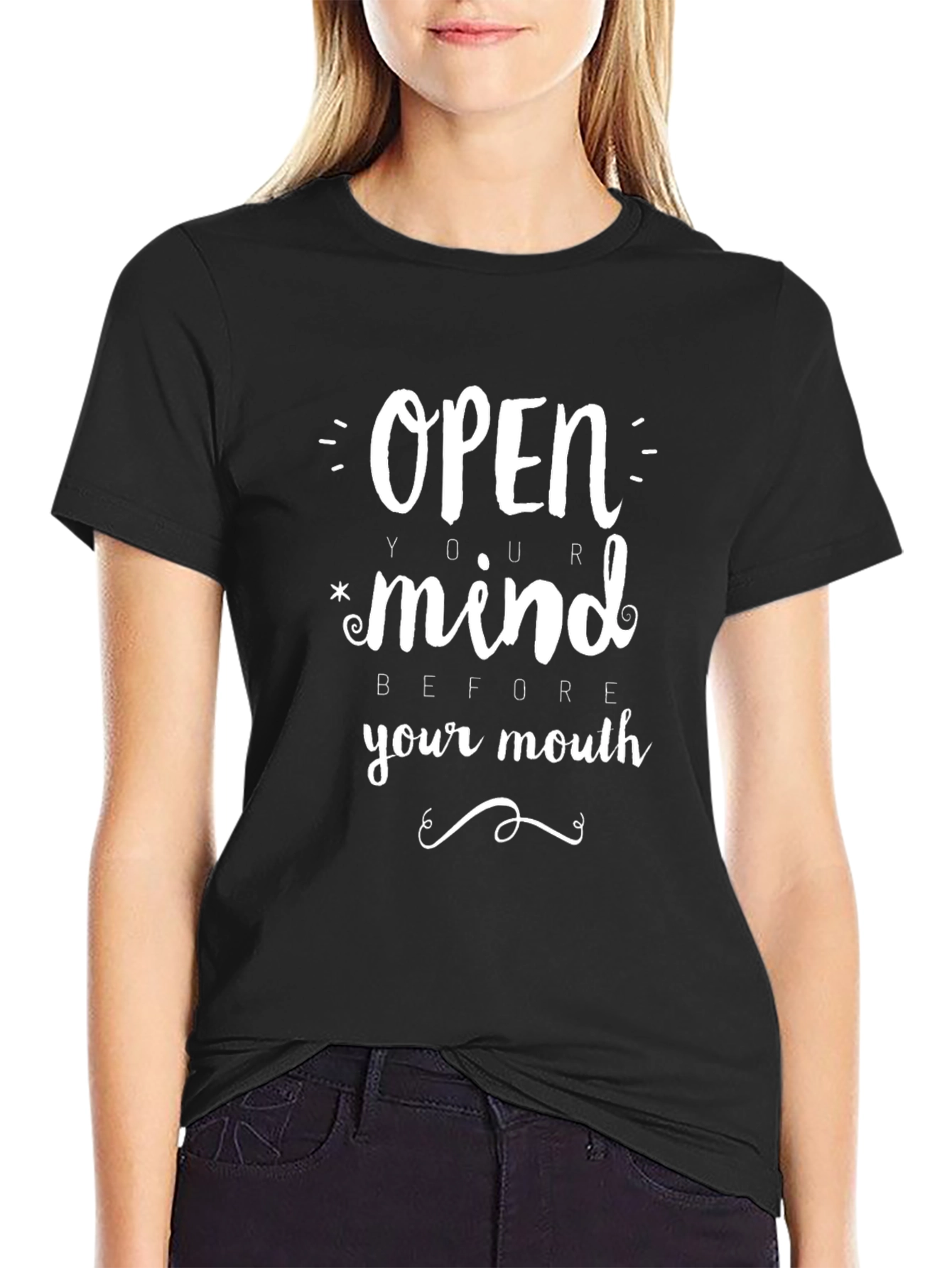 Open Your Mind Graphic Tee - Black Cotton