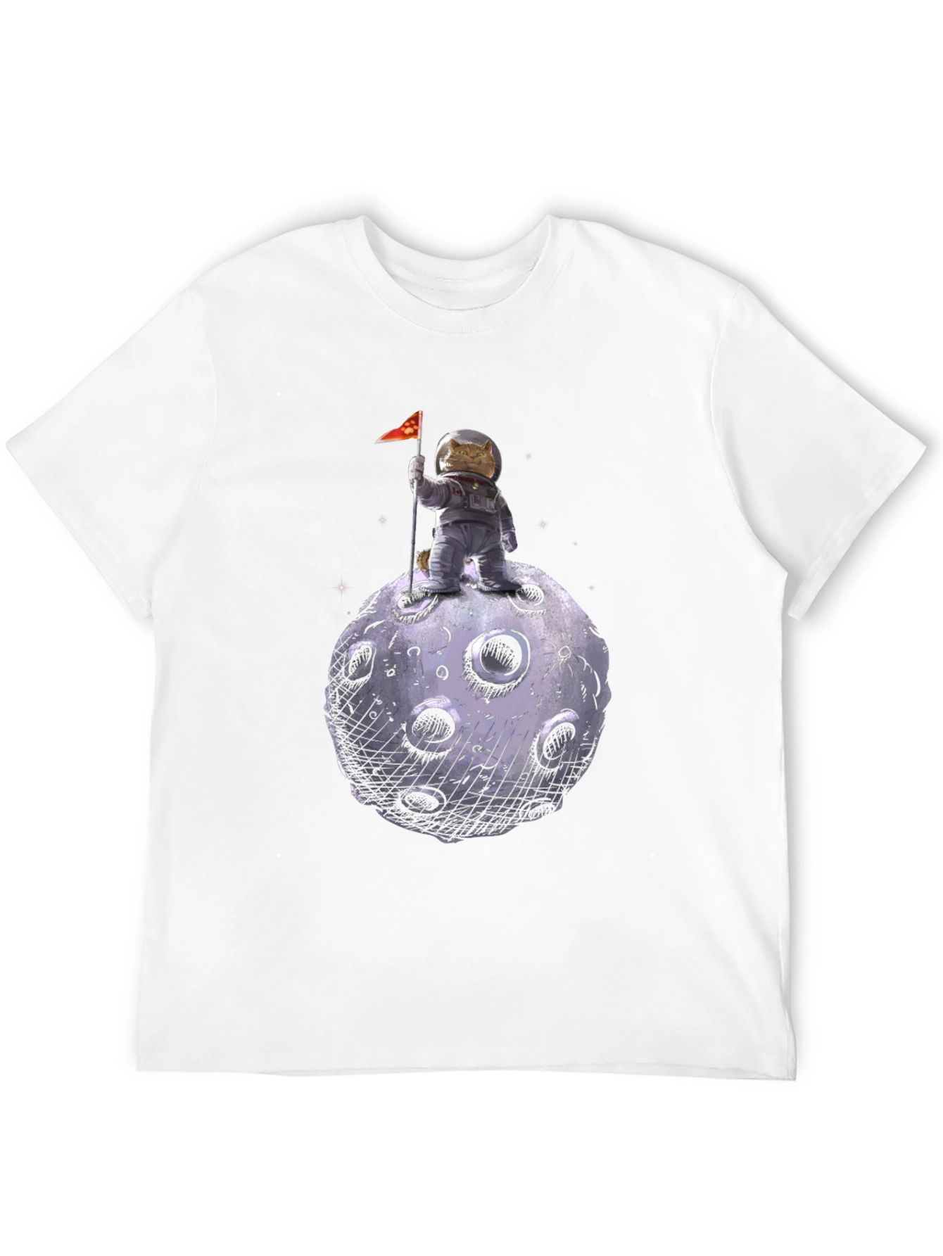 Cat Astronaut on Moon T-Shirt - Black