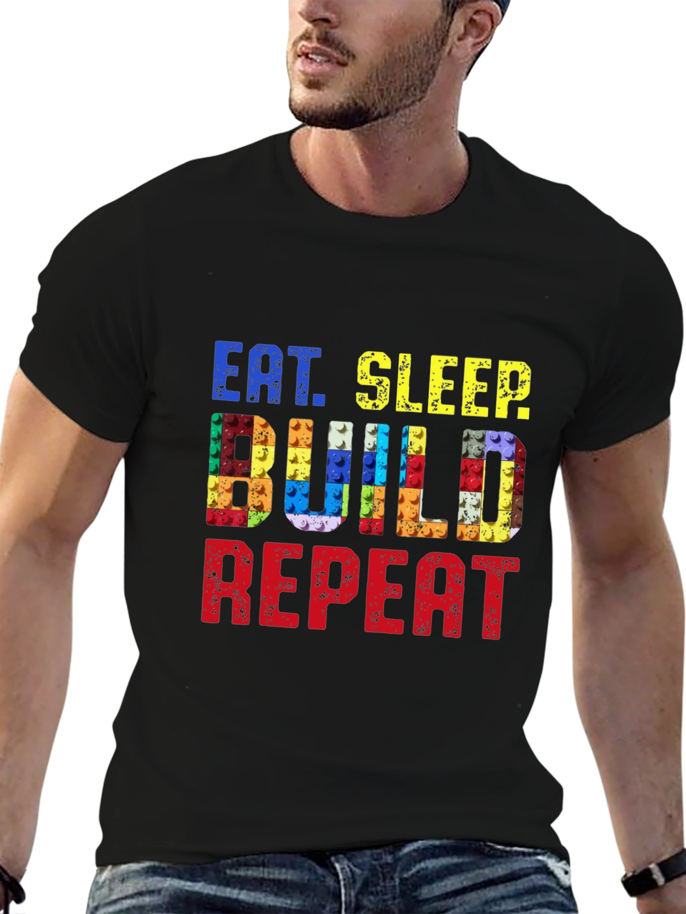 Eat Sleep Build Repeat Black T-Shirt