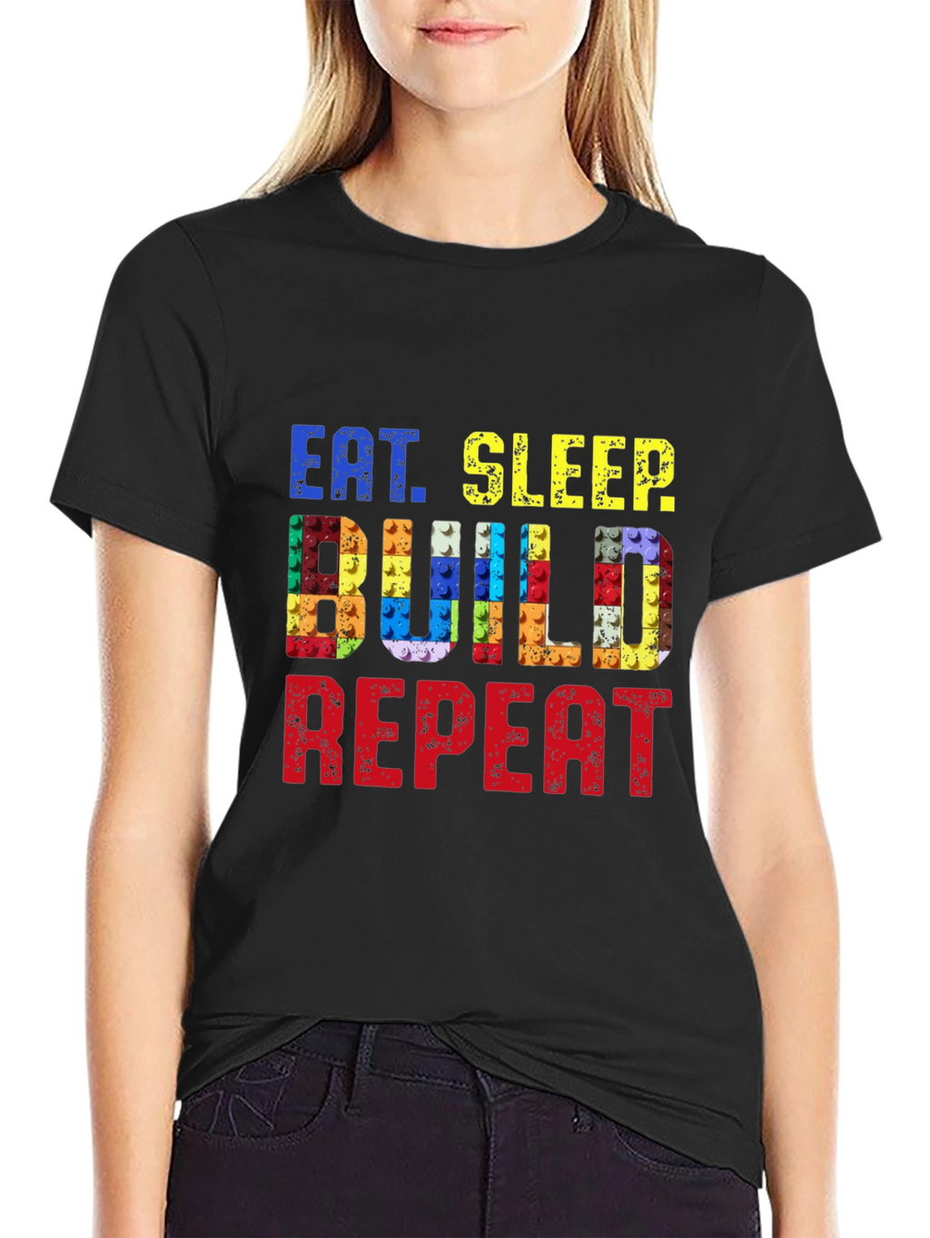 Eat Sleep Build Repeat Black T-Shirt