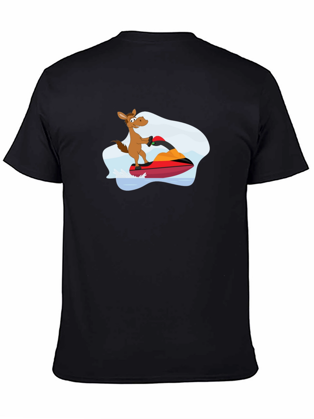 Jet Ski Horse Graphic T-Shirt - Black