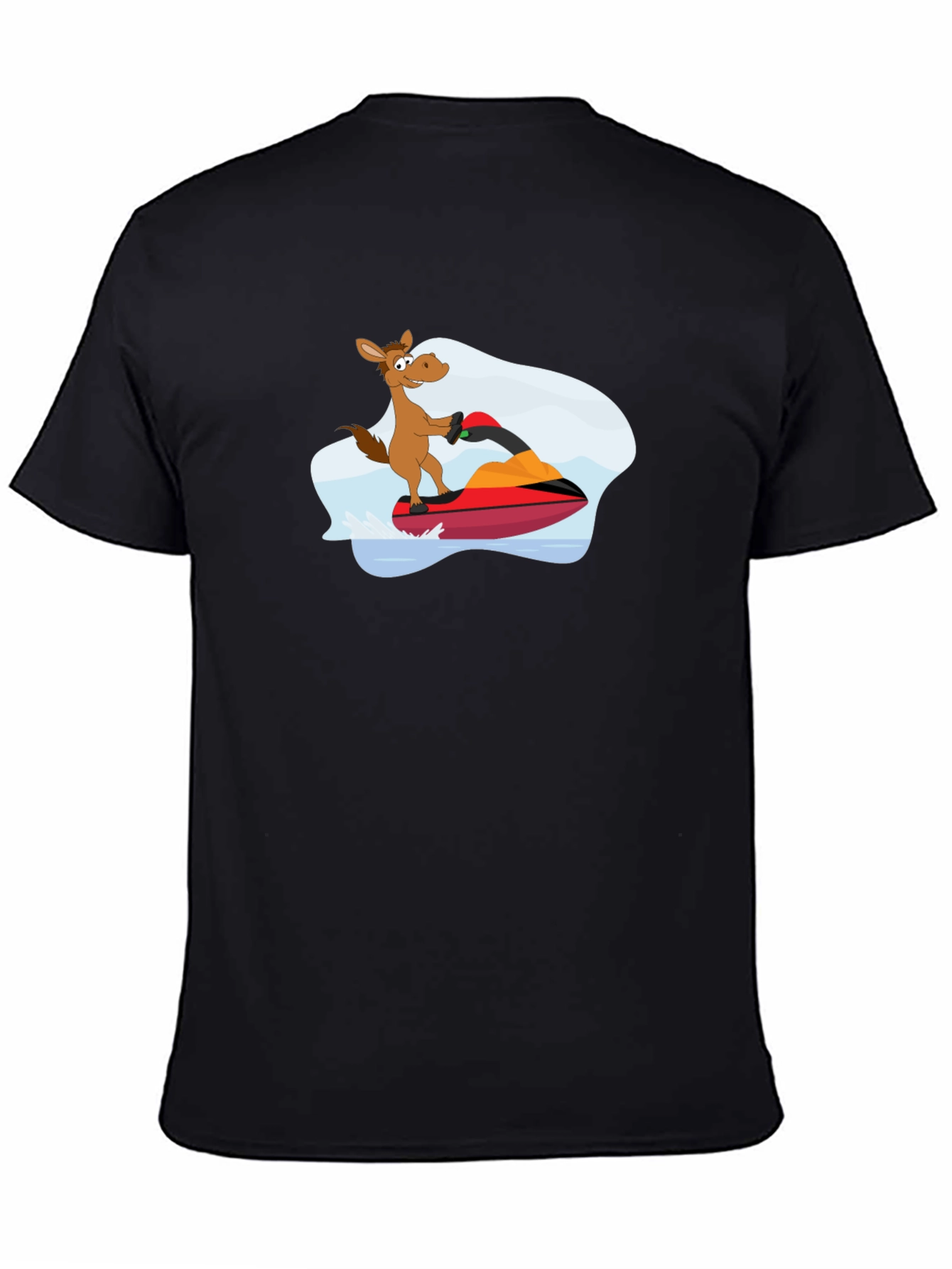 Jet Ski Horse Graphic T-Shirt - Black