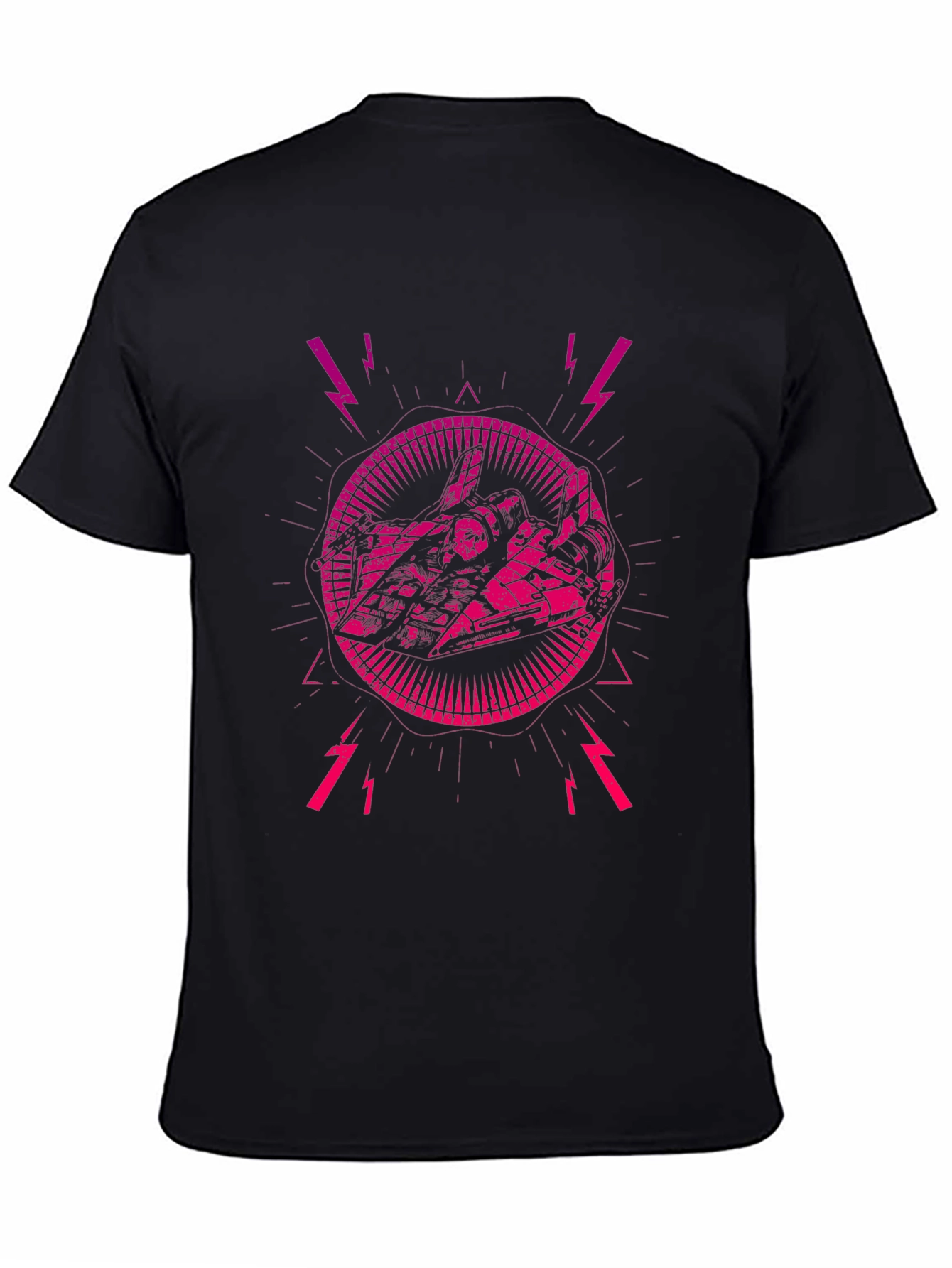 Edgy Graphic Tee: Sci-Fi Lightning Strike Design