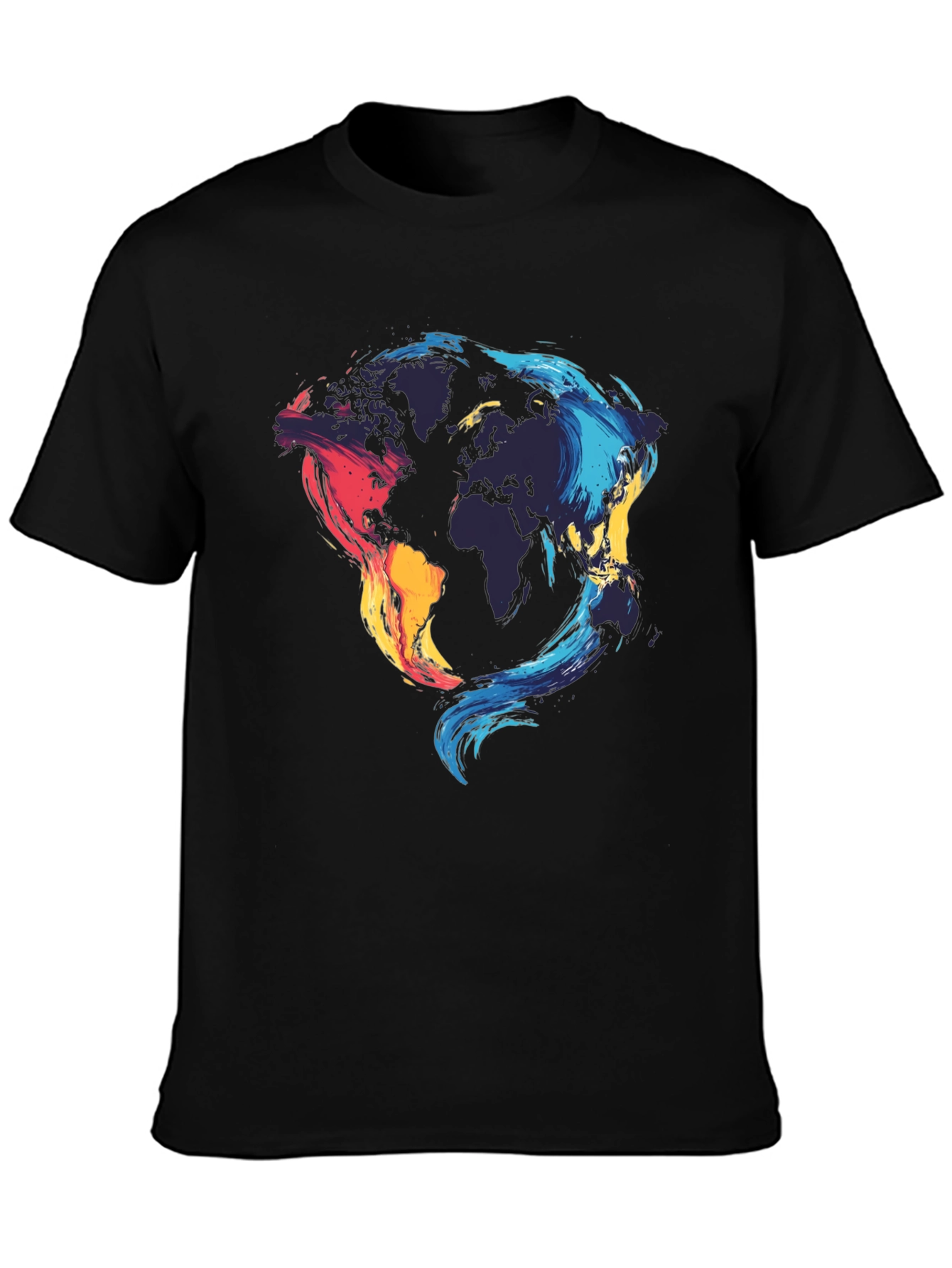 World Map Graphic Black T-Shirt
