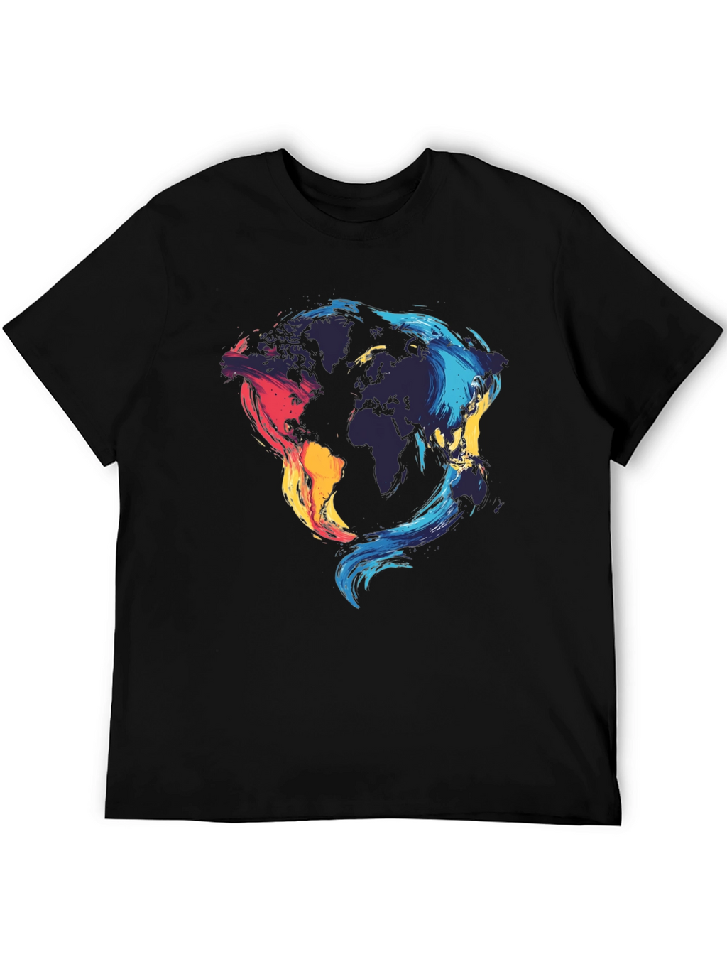 World Map Graphic Black T-Shirt