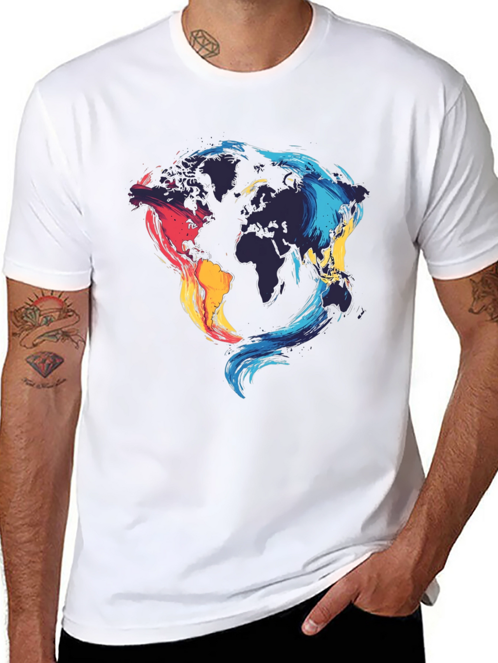 World Map Graphic Black T-Shirt