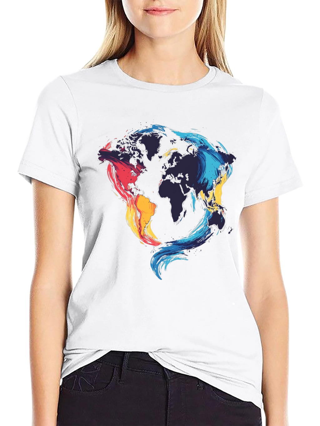 World Map Graphic Black T-Shirt