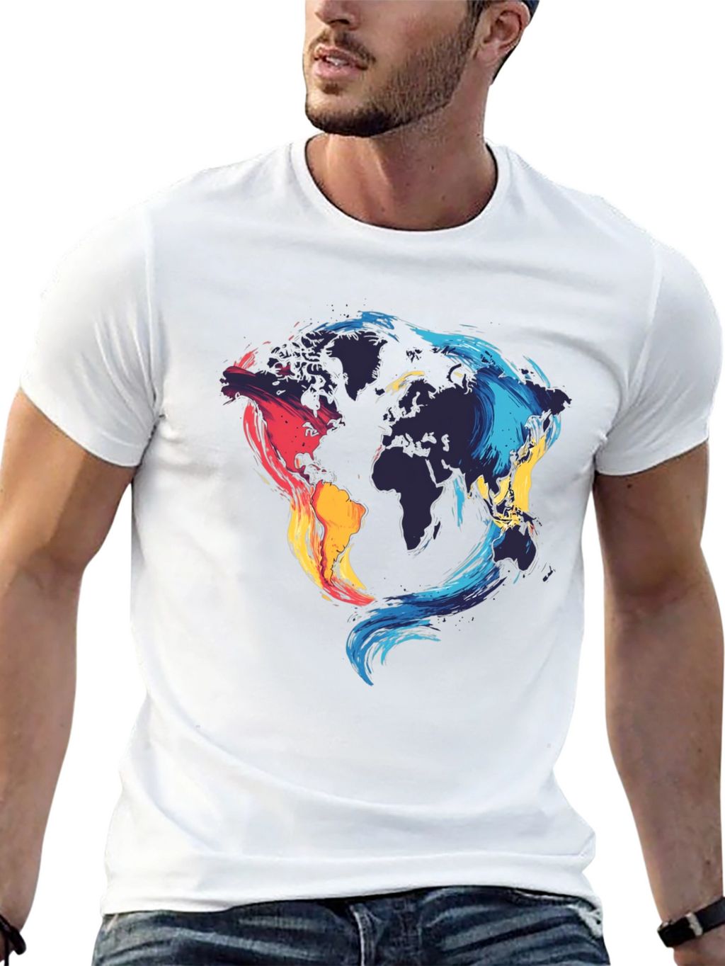 World Map Graphic Black T-Shirt