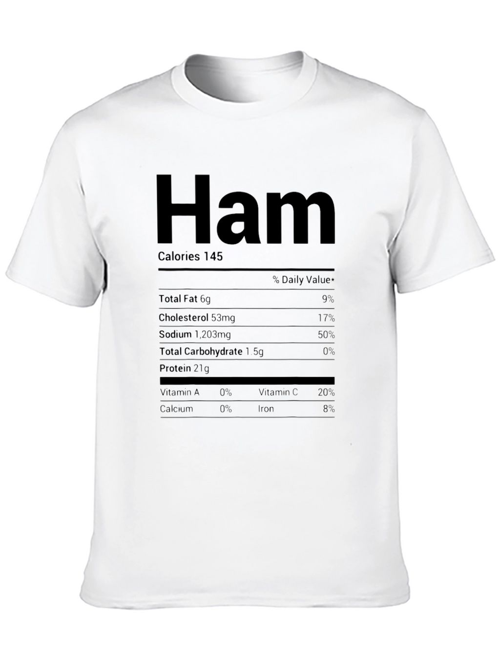 Humorous Ham Nutrition Facts Black T-Shirt