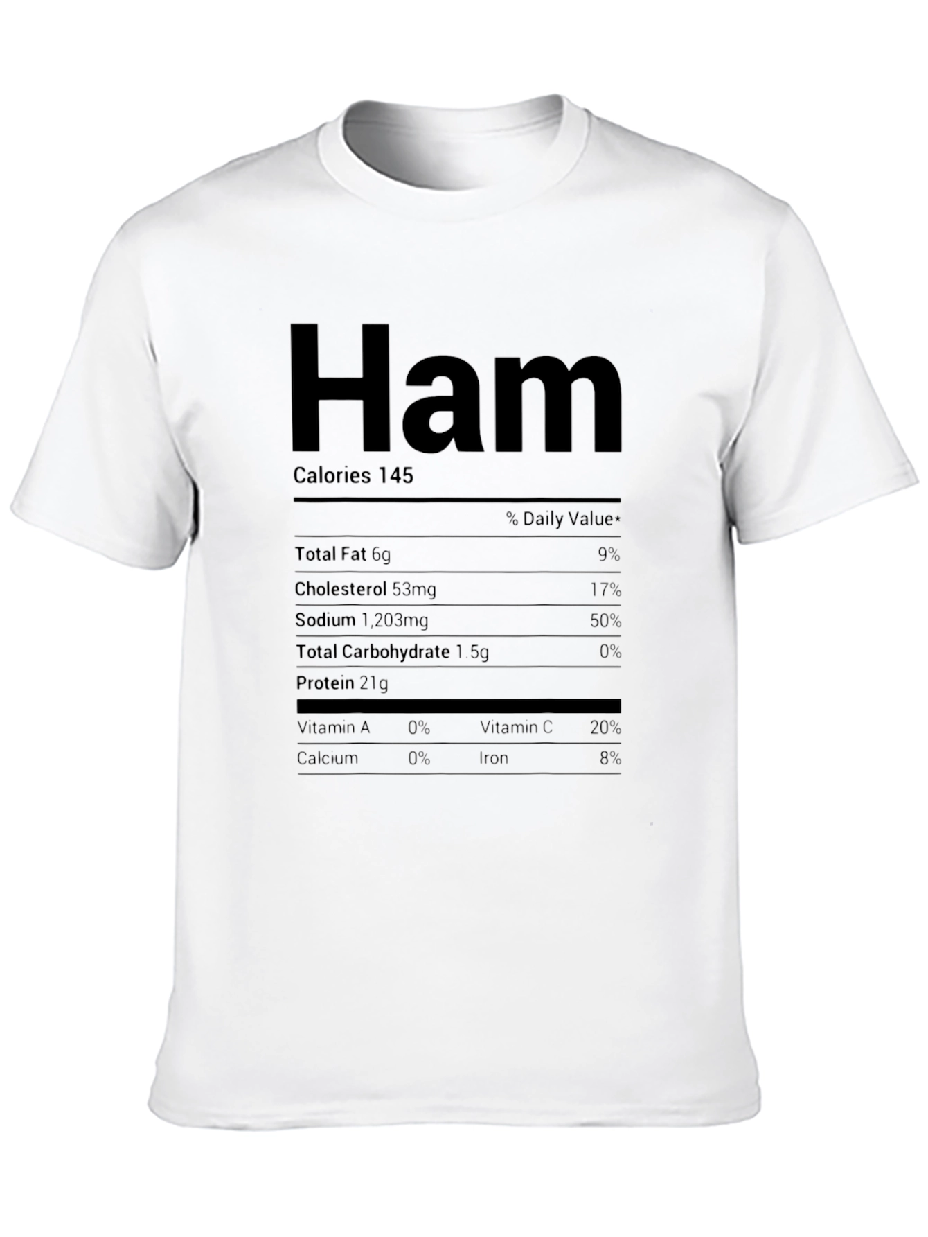Humorous Ham Nutrition Facts Black T-Shirt