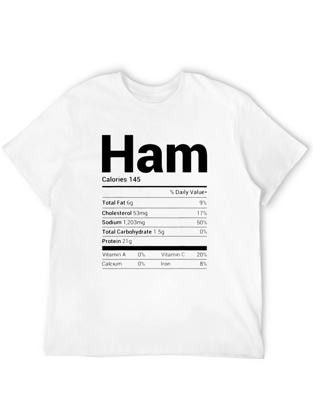 Humorous Ham Nutrition Facts Black T-Shirt