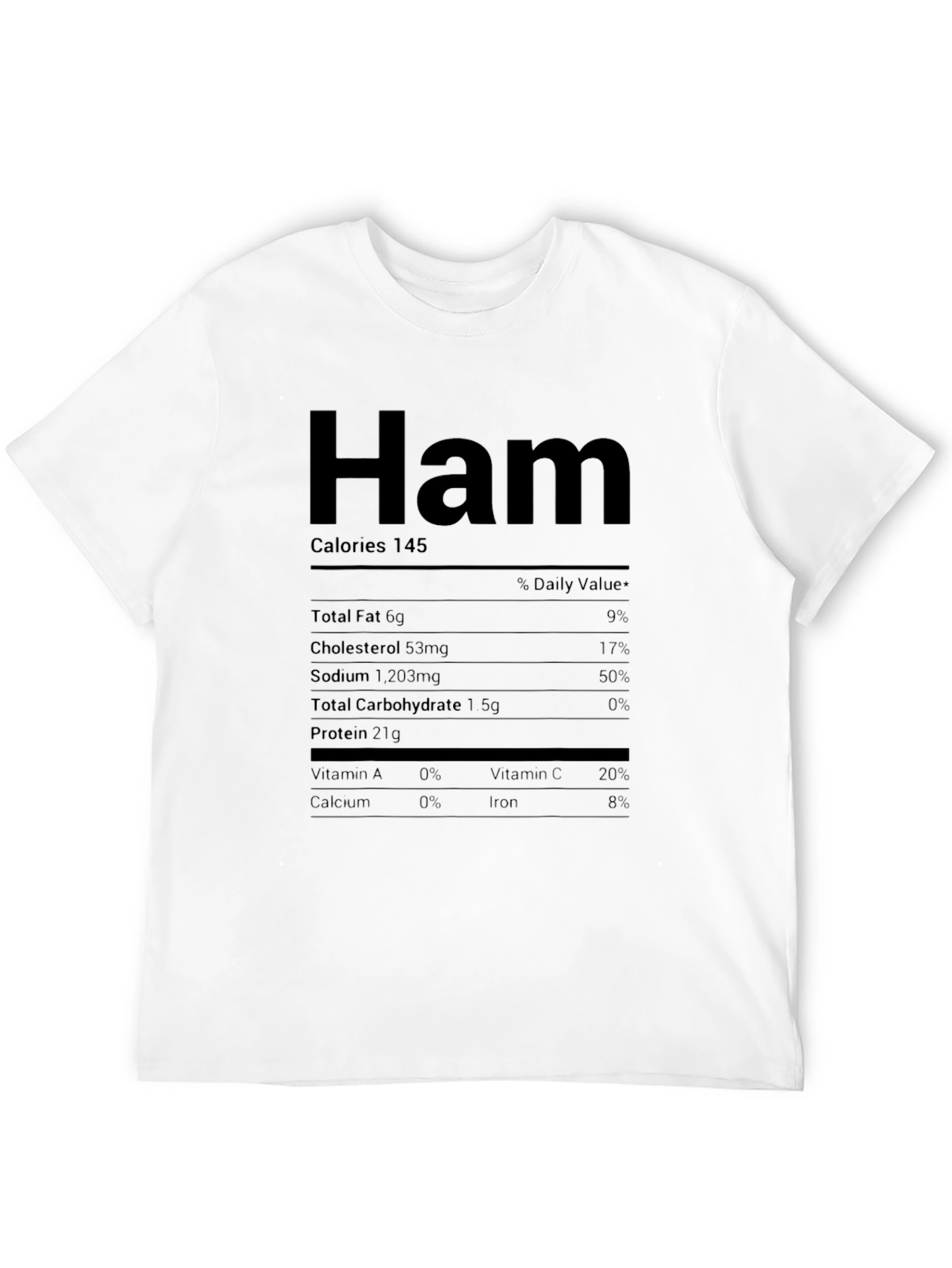 Humorous Ham Nutrition Facts Black T-Shirt