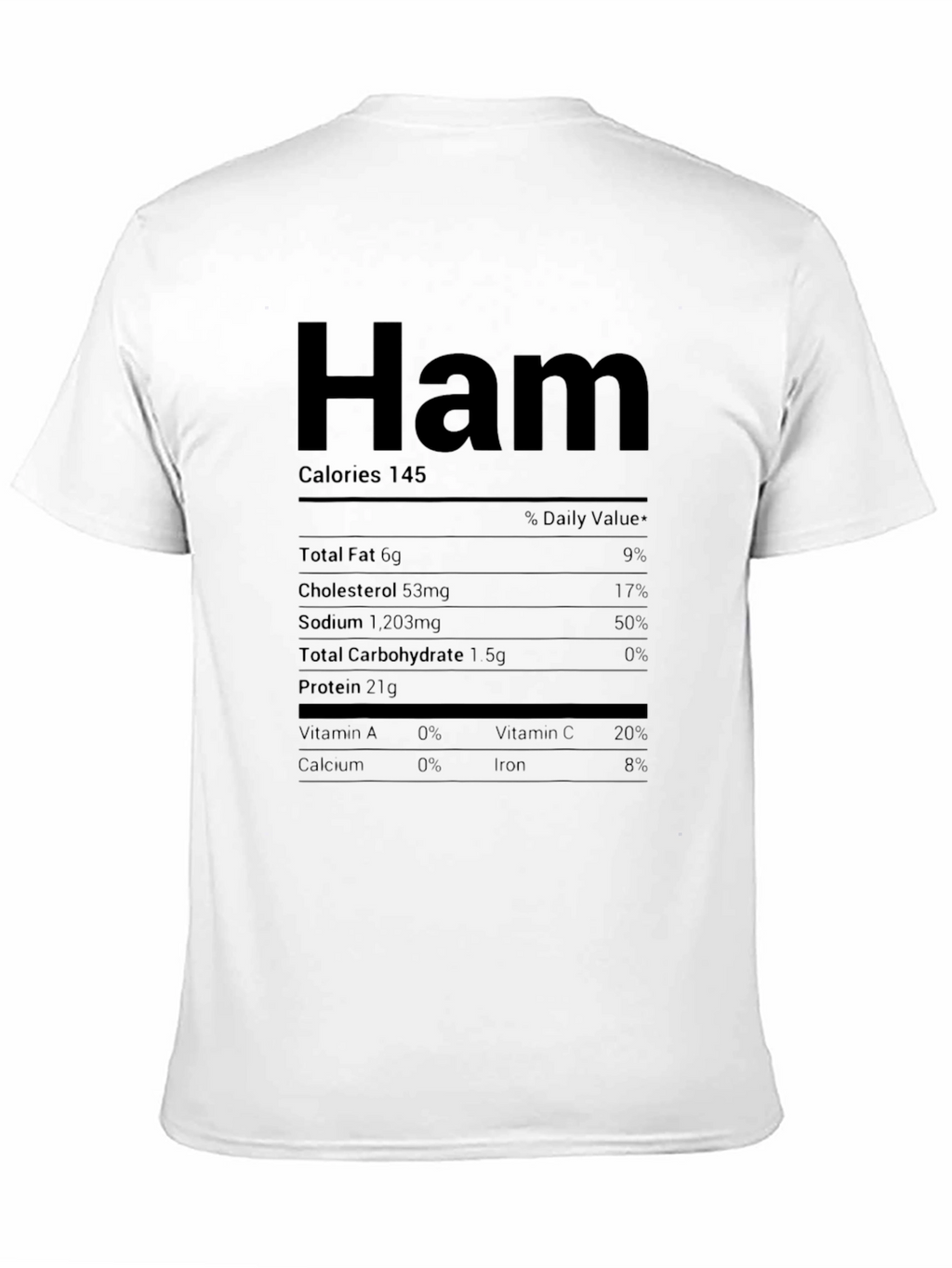Humorous Ham Nutrition Facts Black T-Shirt