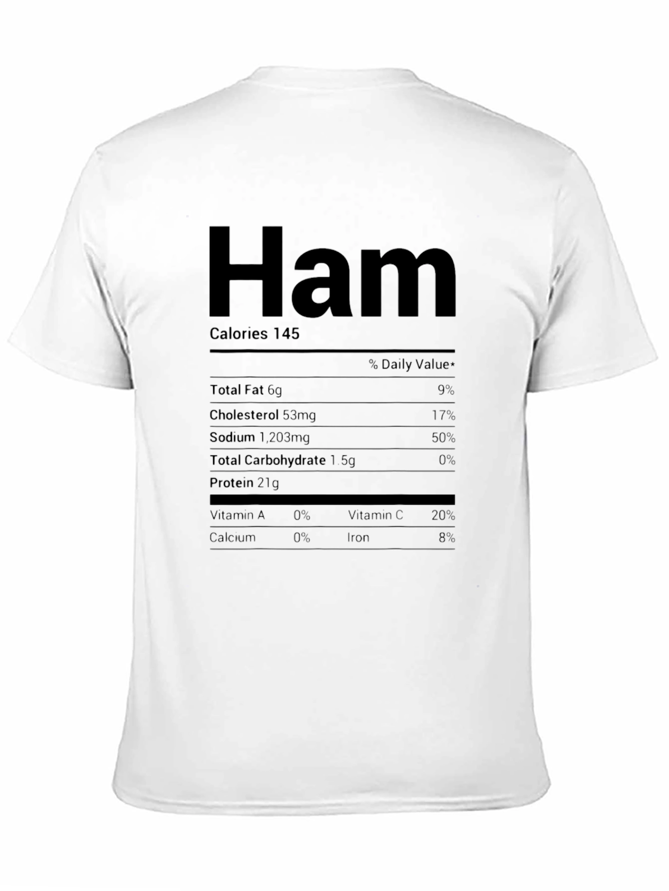 Humorous Ham Nutrition Facts Black T-Shirt