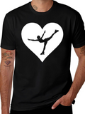 Figure Skating Heart Graphic Tee - Black Cotton T-Shirt