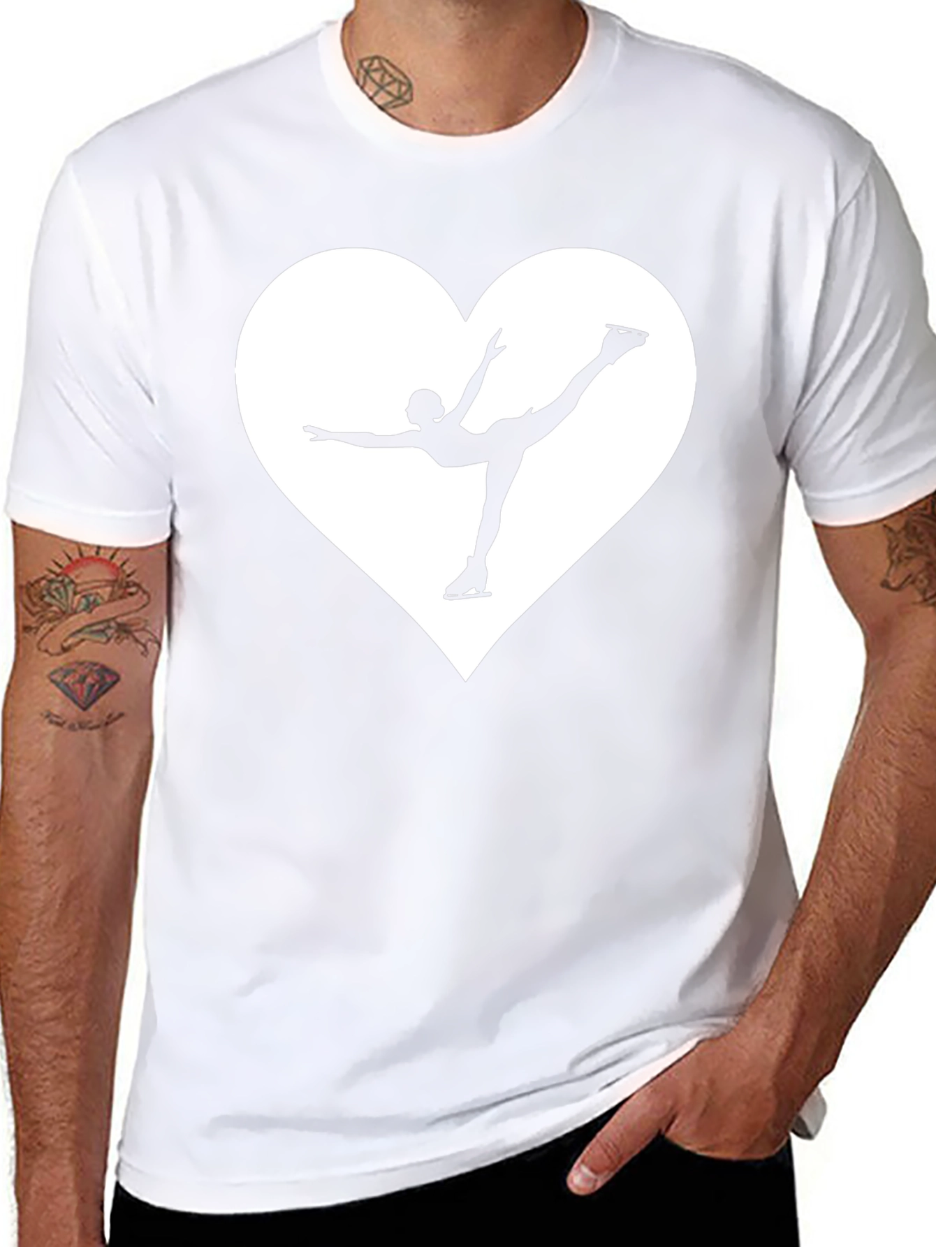 Figure Skating Heart Graphic Tee - Black Cotton T-Shirt