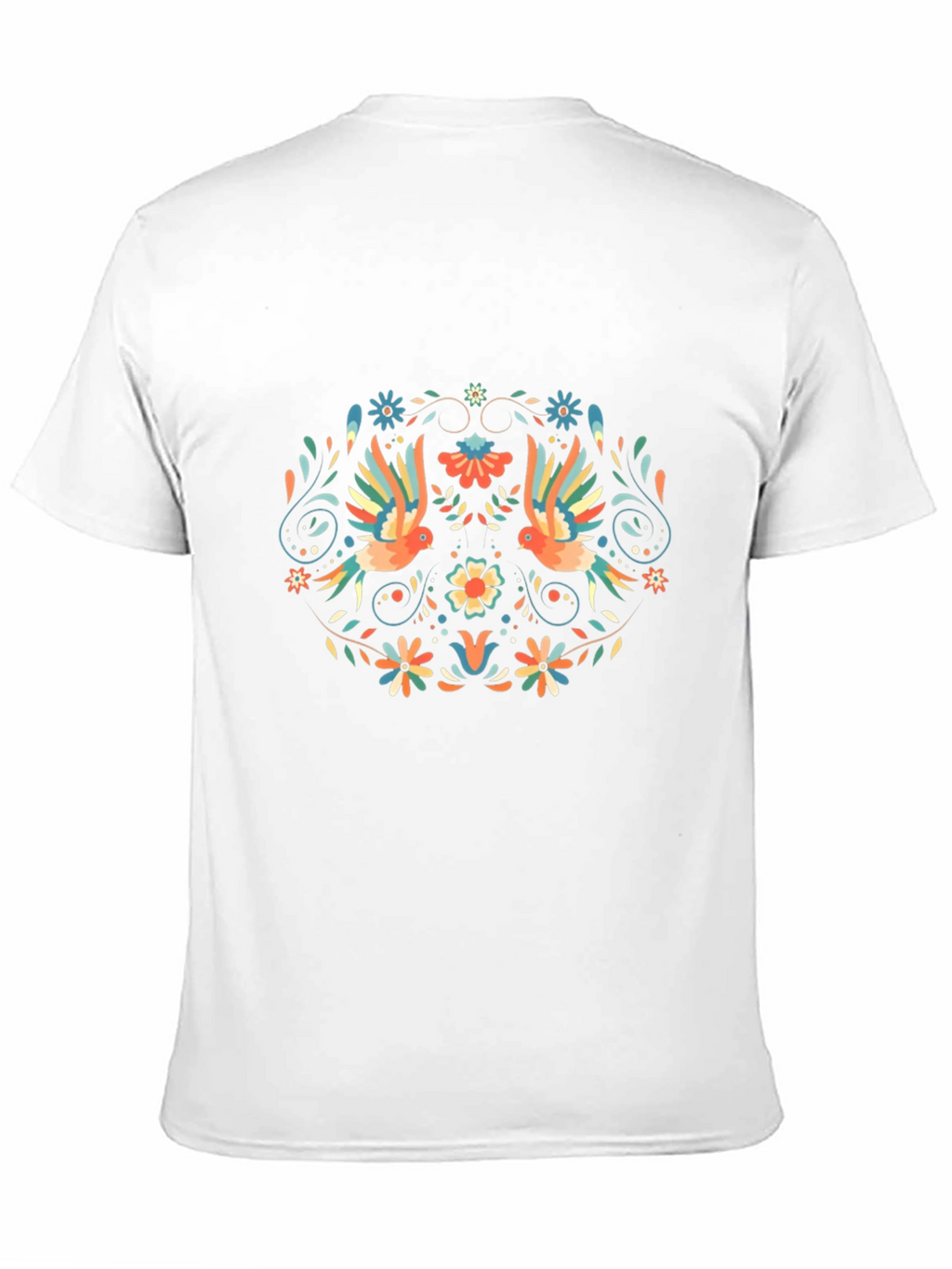 Floral Bird Print Black T-Shirt